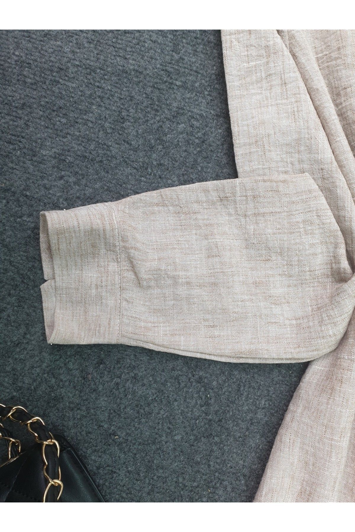 Modamorfo-Hidden Buttoned Linen Tunic - Mink 2