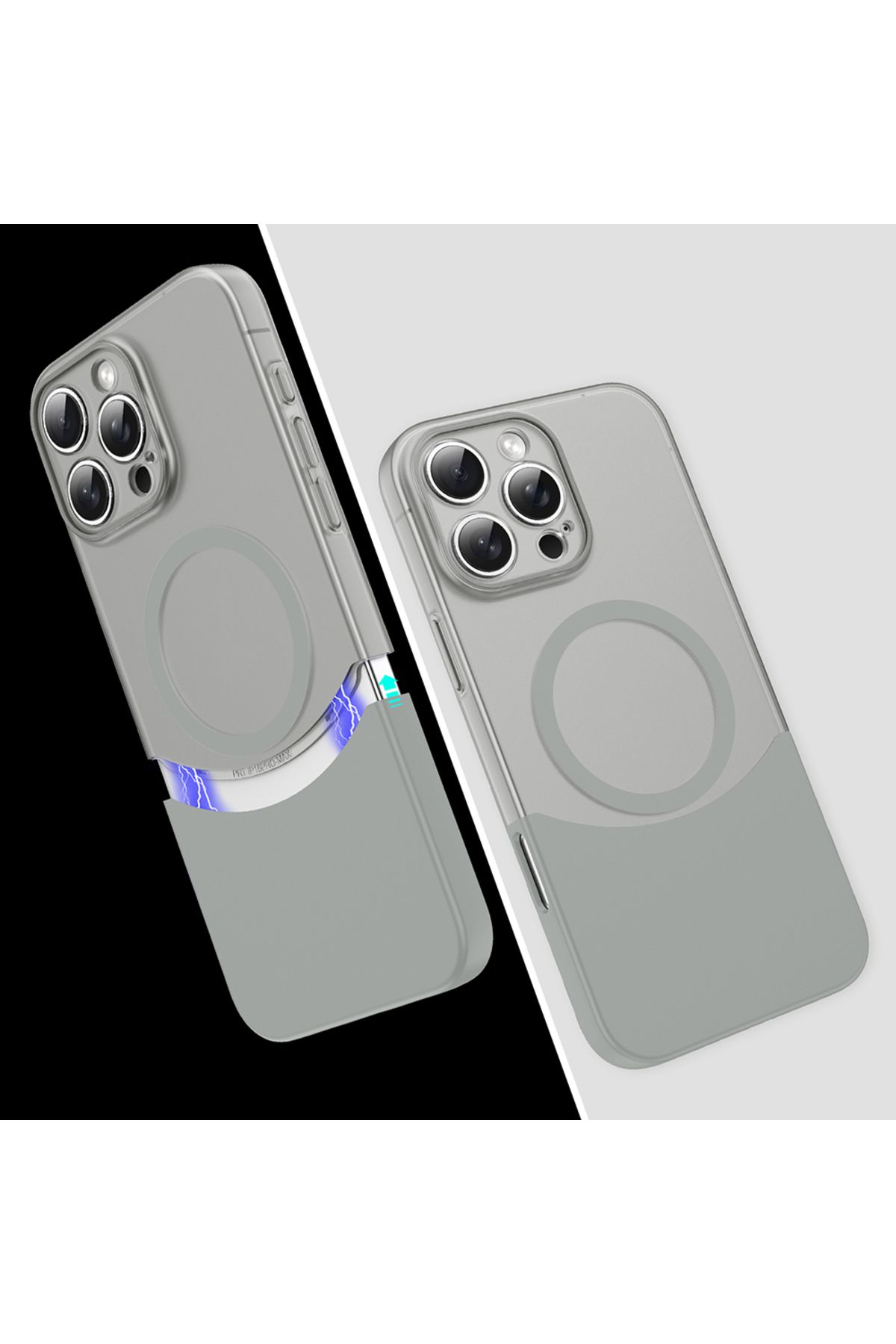 Sphone İphone 16 Pro Max Kılıf Transparan Çift Parça Renkli Mıknatıslı Ayrılabilen İnce Kartvizitlik Kapak
