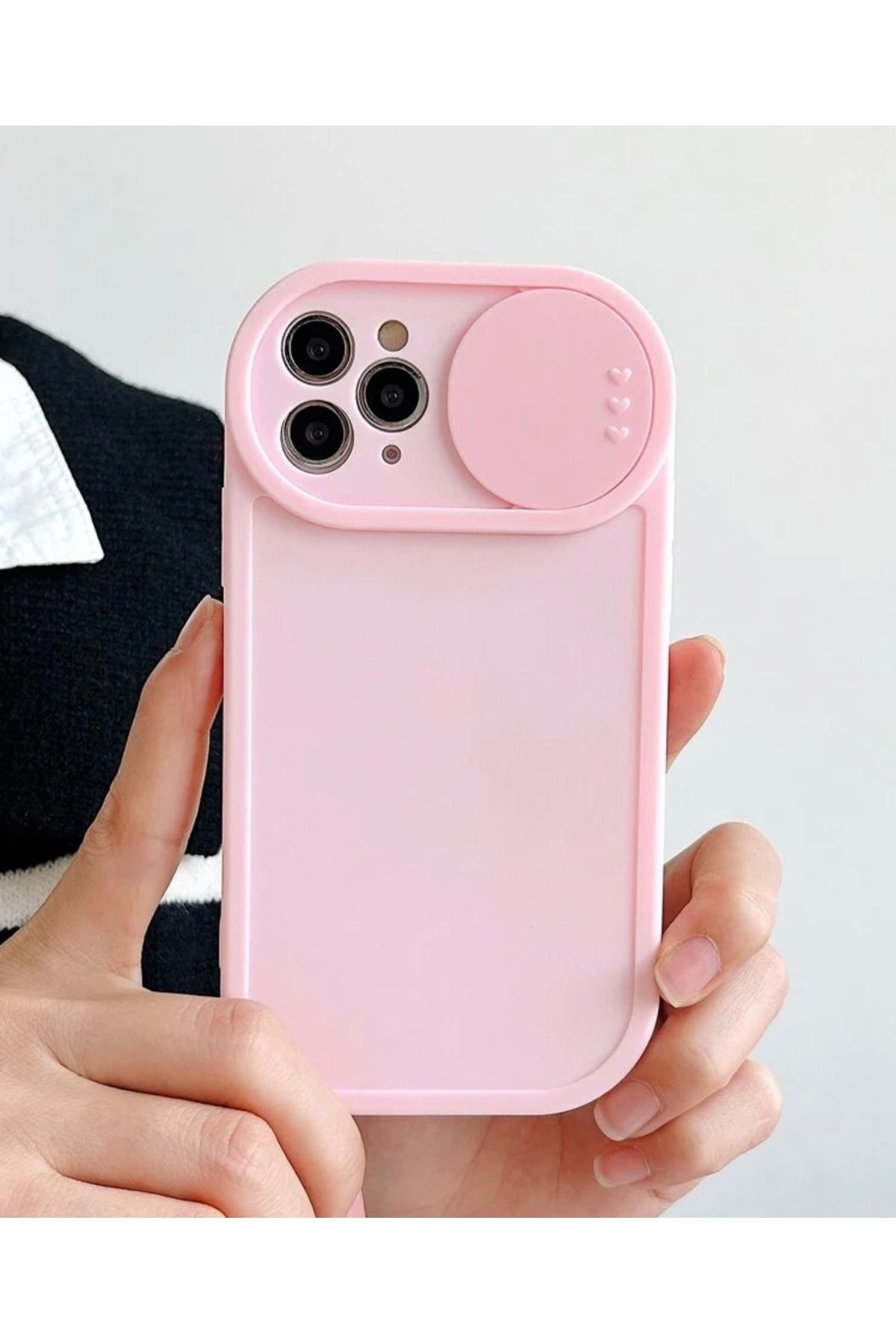 MirazTasarim IPHONE 13 PROMAX KAMERA SÜRGÜ KAPAKLI PEMBE KILIF