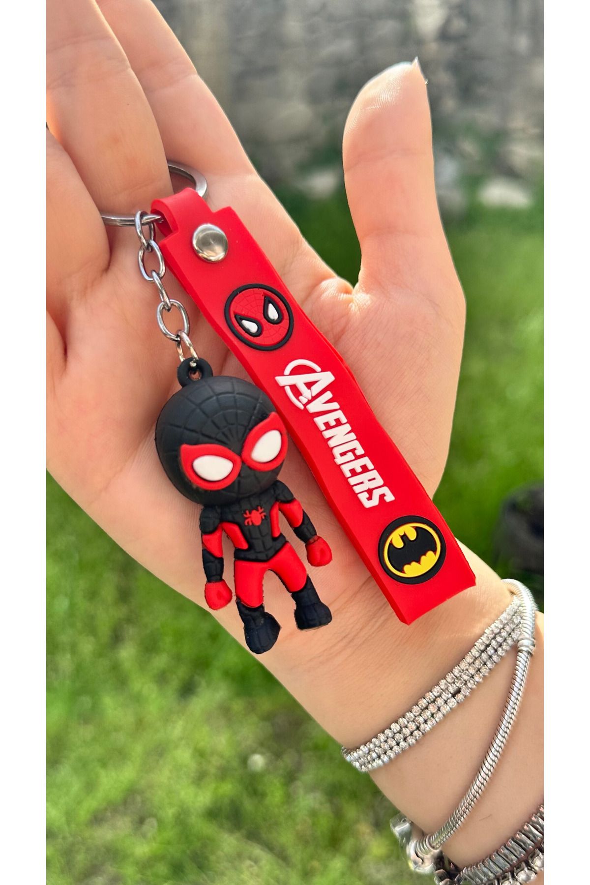 AYZENA 3D Yumuşak Silikon Avengers Örümcek Adam Tekli Anahtarlık