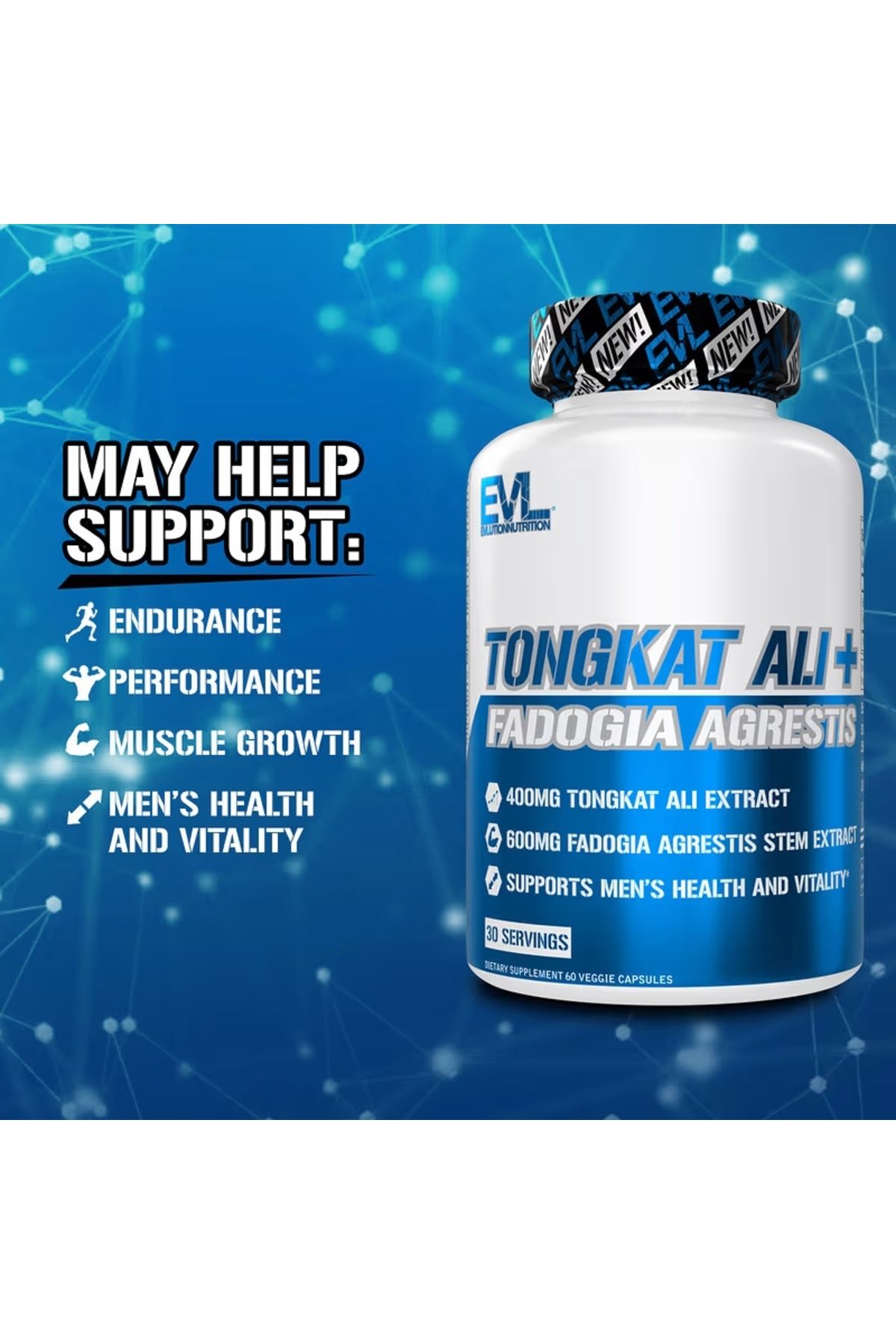 evlution nutrition Tongkat Ali Fadogia Agrestis, 1000 Mg, 60 Kapsül