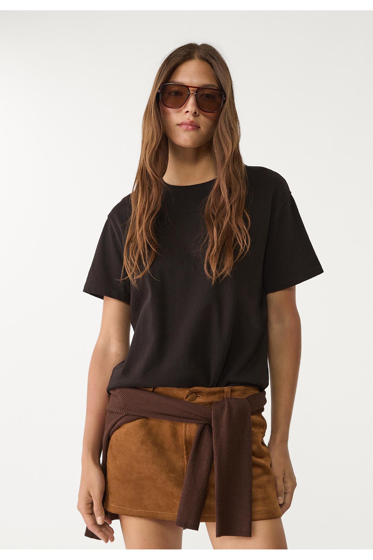 Lia Blanco's Unisex Bisiklet Yaka Düz Oversize Tshirt