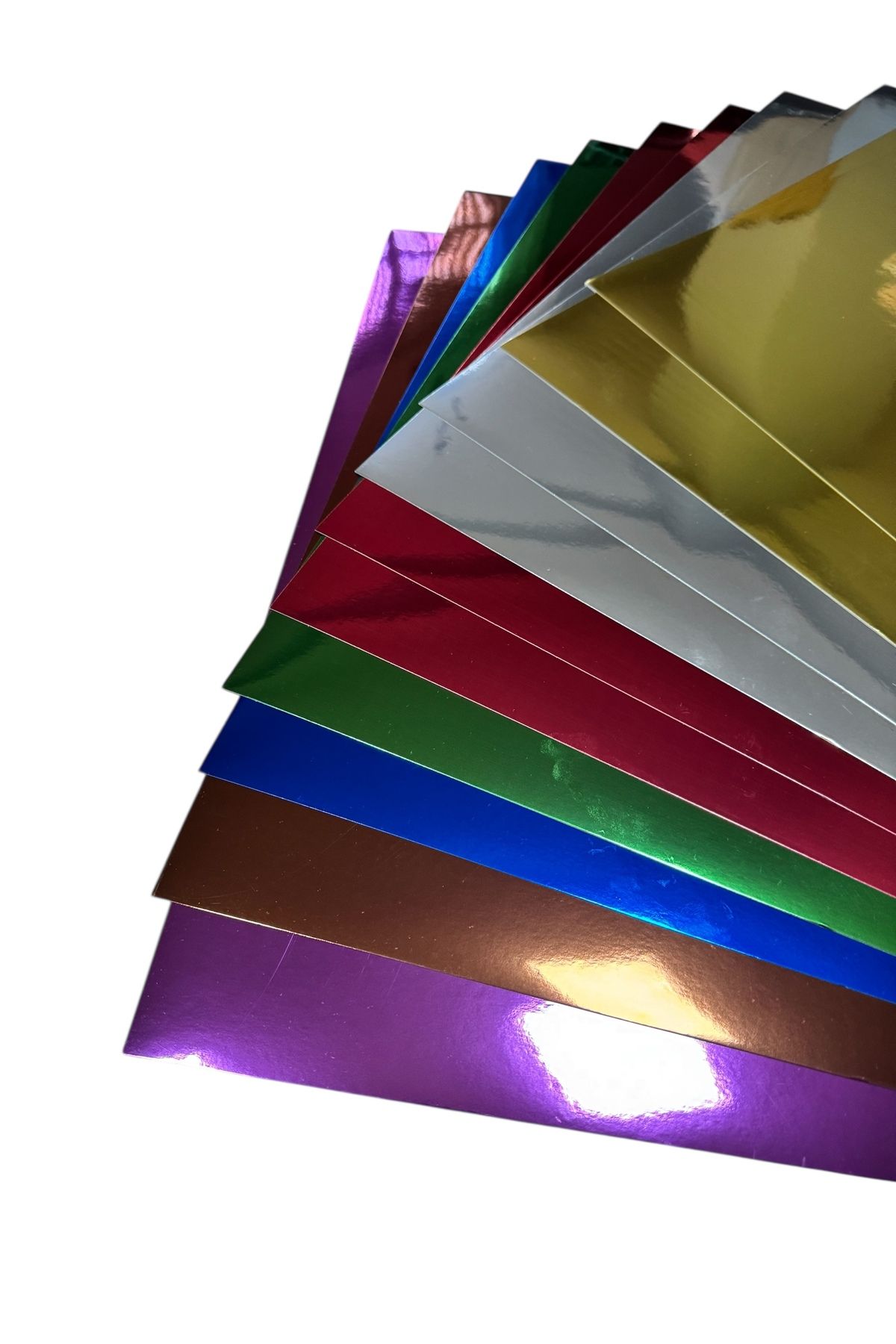 Polin 250gr Metalik Aynalı Fon Kartonu 50x70 Cm 7 Renk 10lu Paket