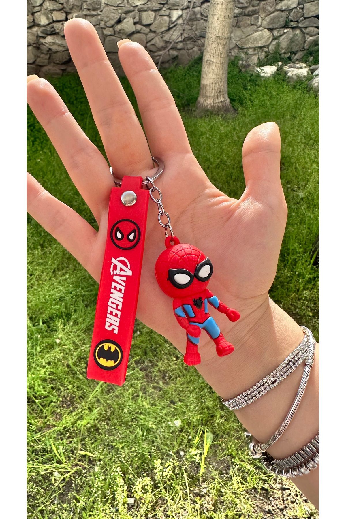 AYZENA 3D Yumuşak Silikon Avengers Örümcek Adam Tekli Anahtarlık