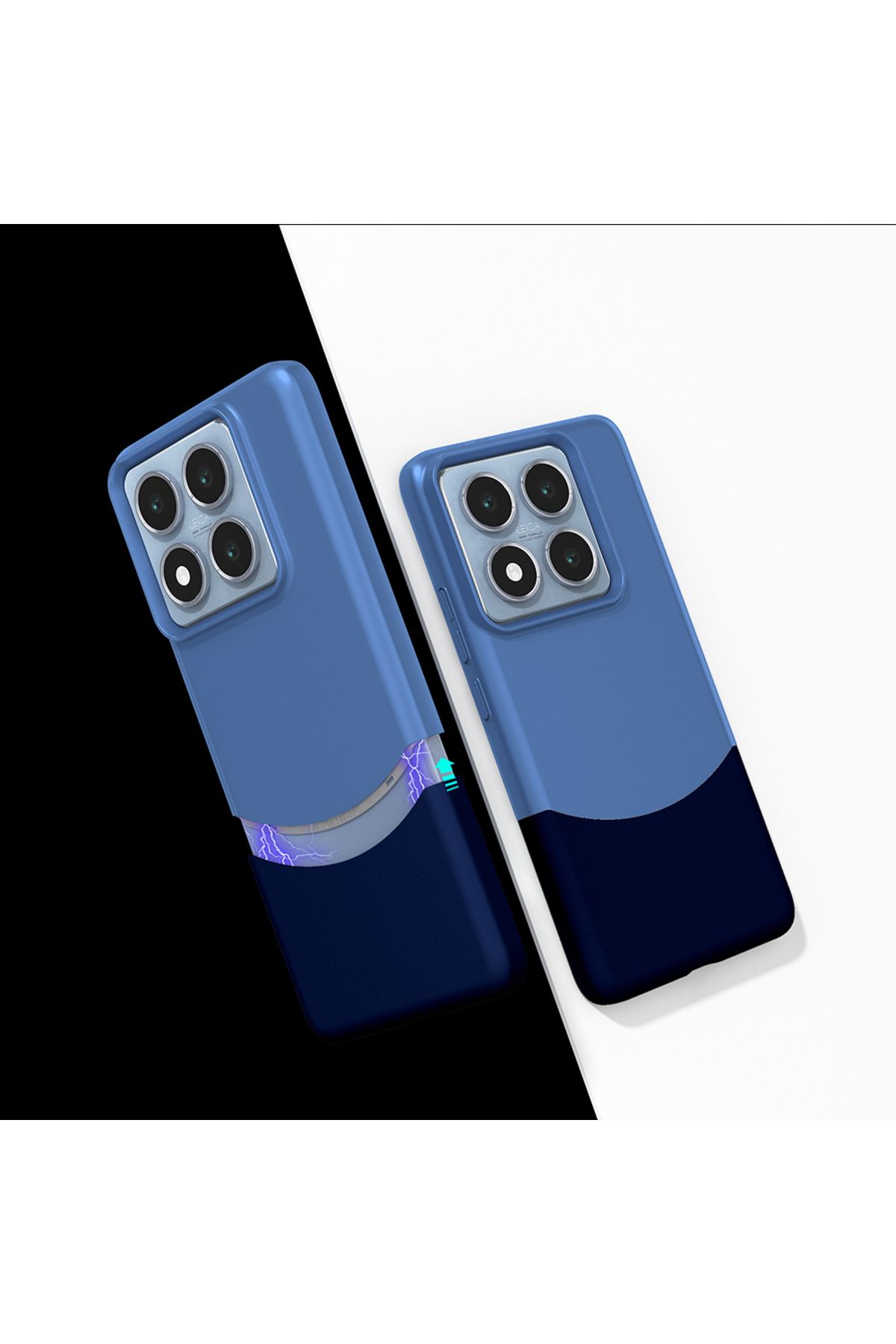 Sphone Xiaomi Mi 14T Pro Kılıf Yarı Transparan Çift Parça Renkli Mıknatıslı Ayrılabilen İnce KartVizitlikli