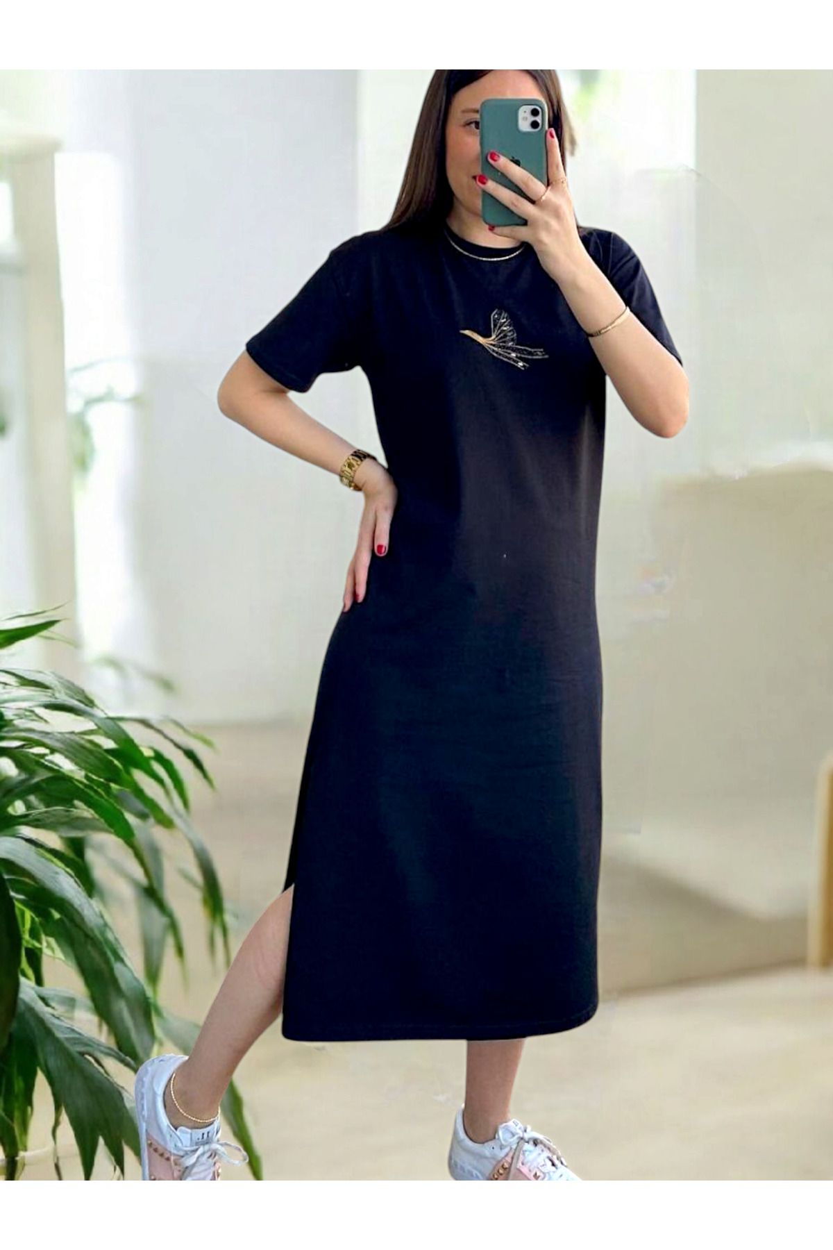 Seçkin Butik Kuşlu Midi Elbise