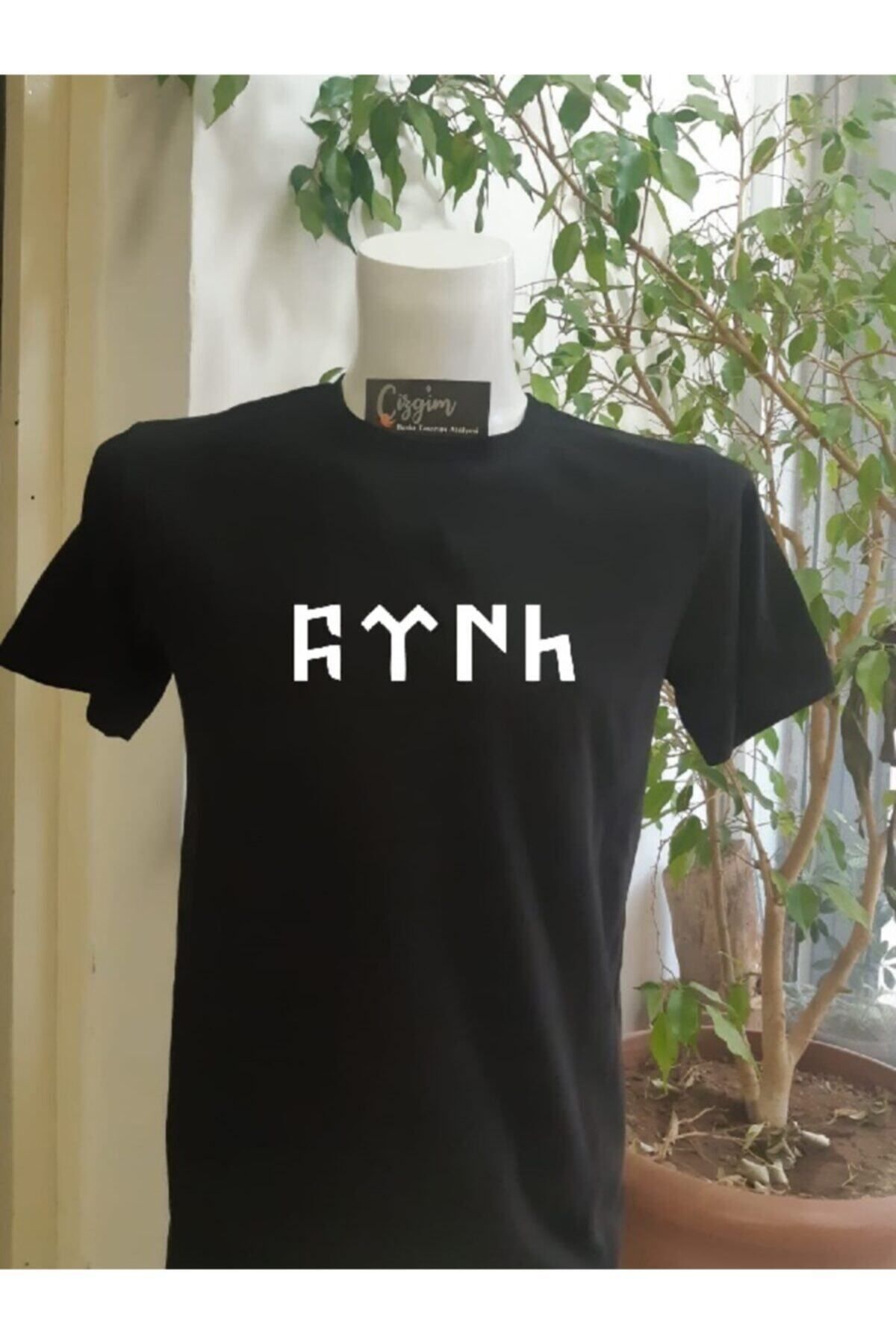 Pisa Art Unisex Göktürk Baskılı Siyah Tişört