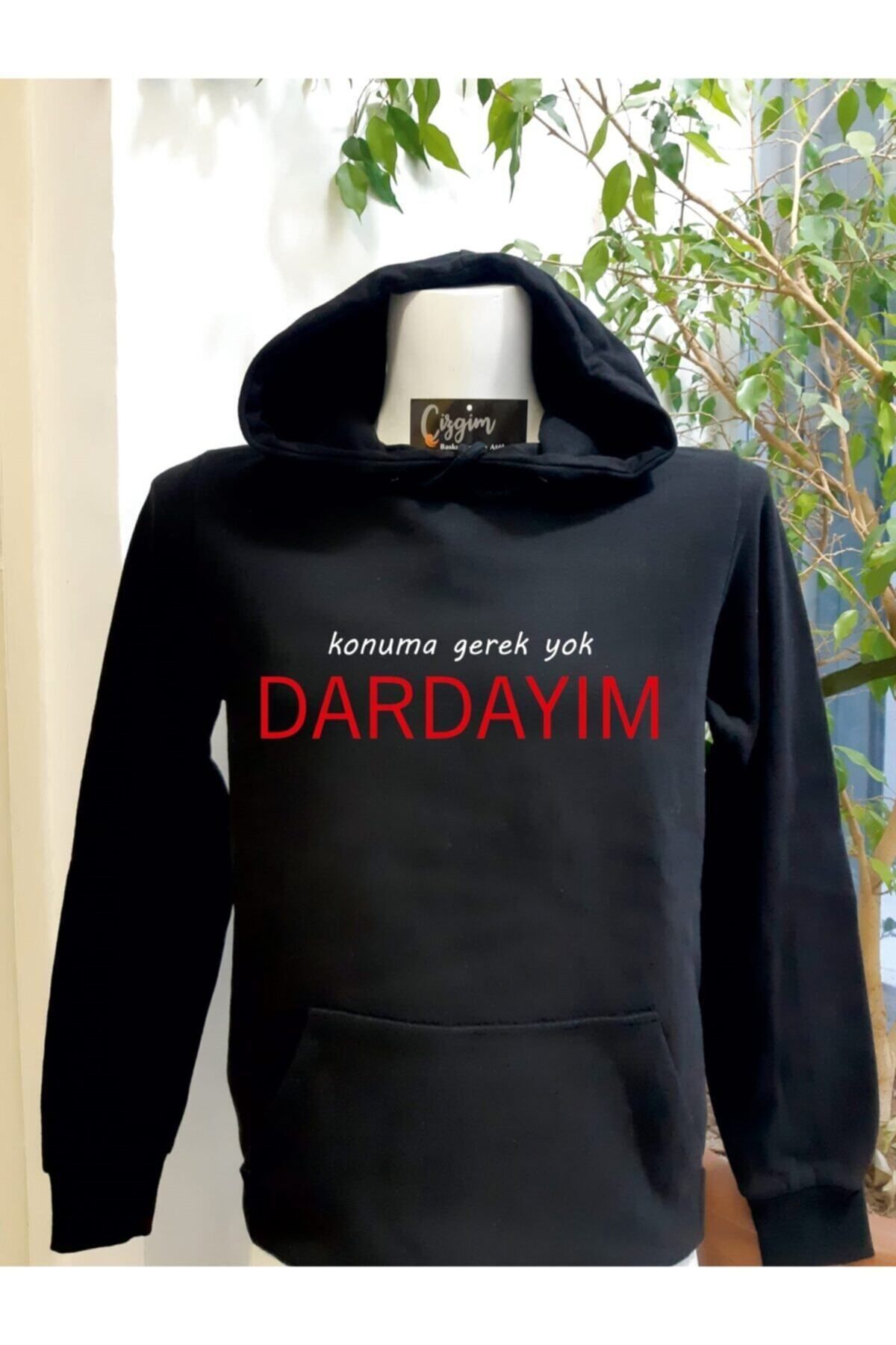 Pisa Art Unisex Siyah Kapüşonlu Dardayım Baskılı Sweatshirt