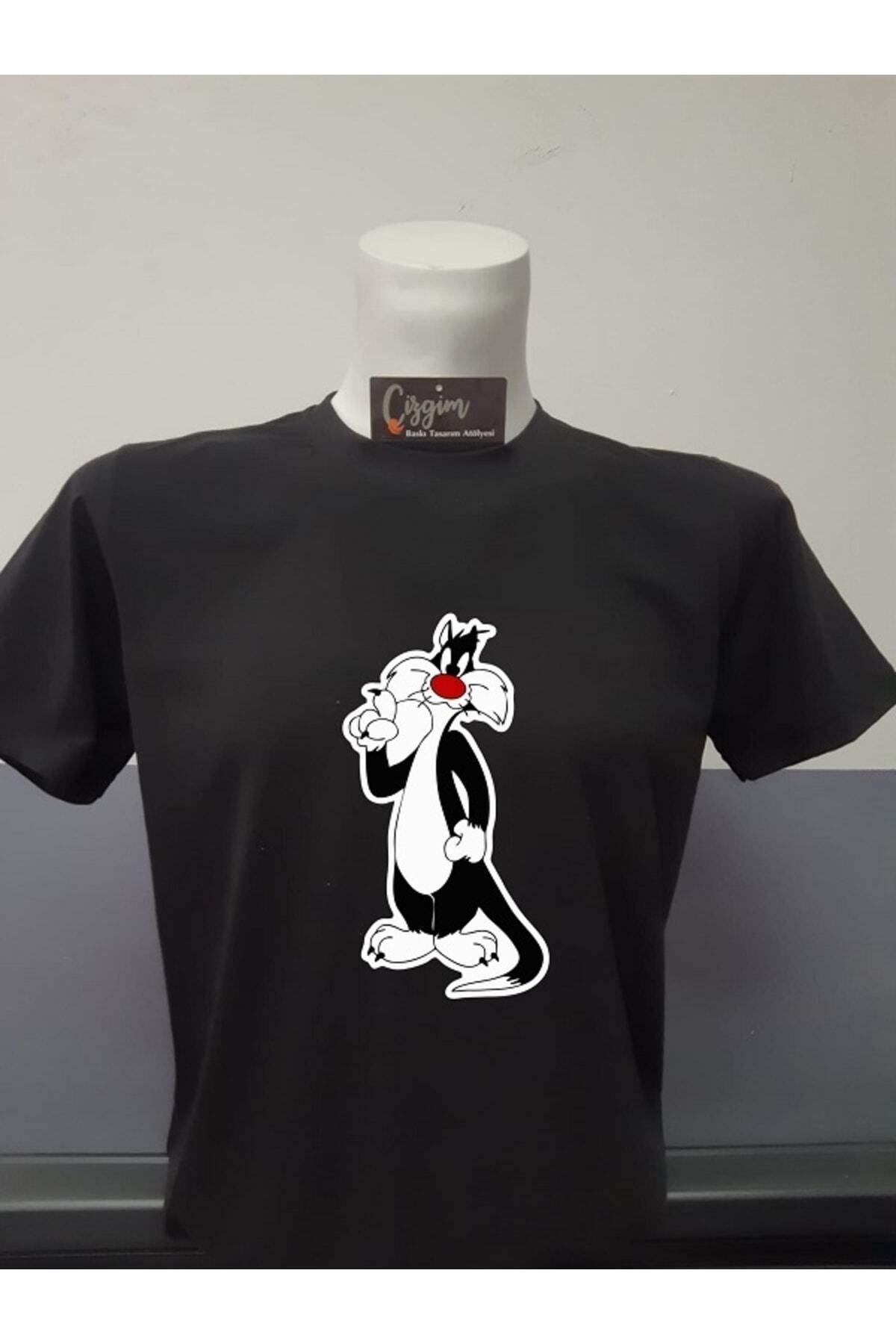 Pisa Art Unisex Sylvester Baskılı Siyah Tişört