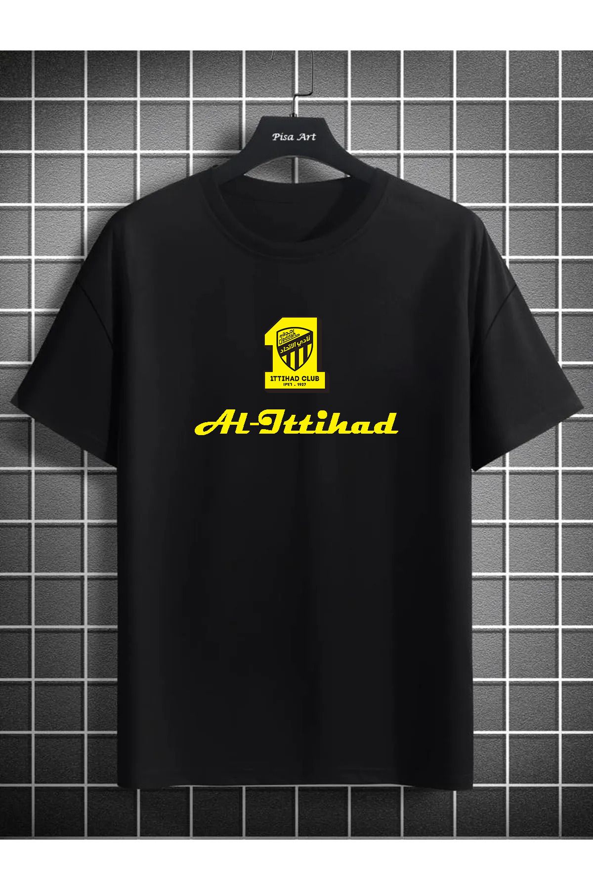 Pisa Art AL İTTİHAD YAN YAZILI ÖZEL TASARIM UNISEX TARAFARTAR T-SHIRT