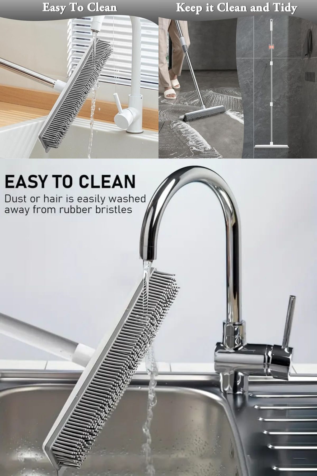 Manosta-Rubber Squeegee Brush. Mop Mop - Extendable Cleaning Brush with Telescopic Handle 5