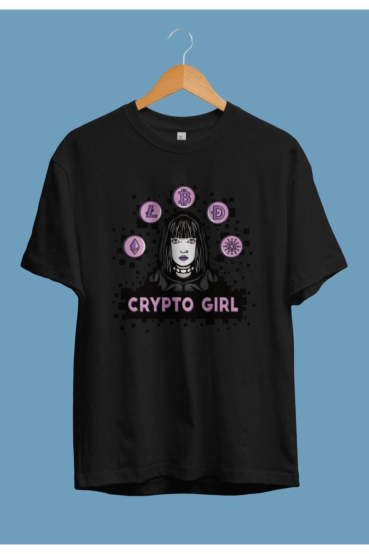 Pisa Art Oversize Ekonomi Yatırım Dolar Euro Bitcoin Crypto Kız Tasarım Baskılı Unisex Tişört