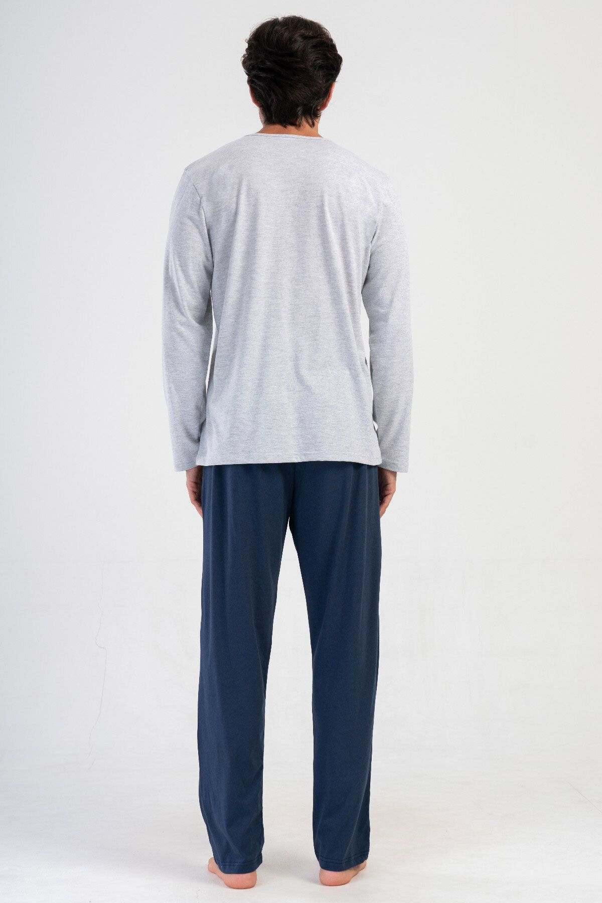 VİENETTA-Men's Long Sleeve Pajama Suit, 404074 4