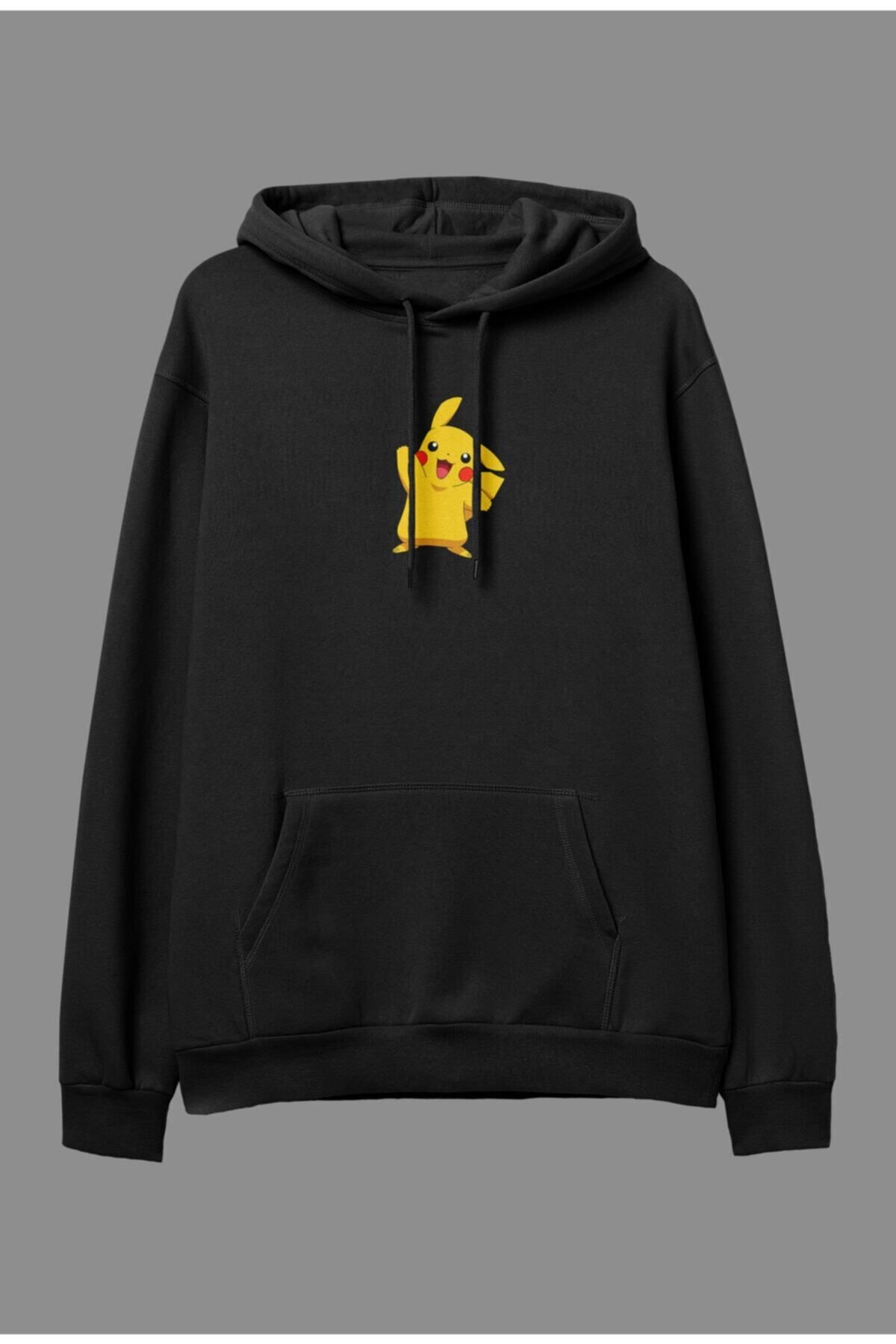 Pisa Art Oversize Pikachu Tasarım Baskılı Kapüşonlu Sweatshirt Hoodie