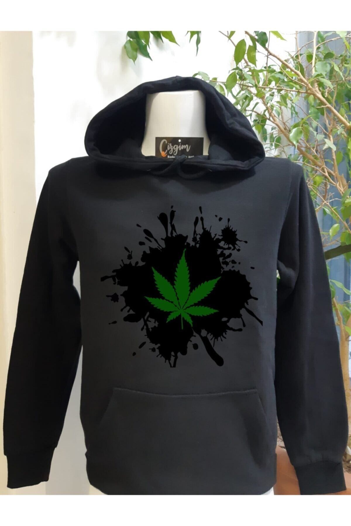 Pisa Art Unisex Siyah Kapüşonlu Baskılı Sweatshirt