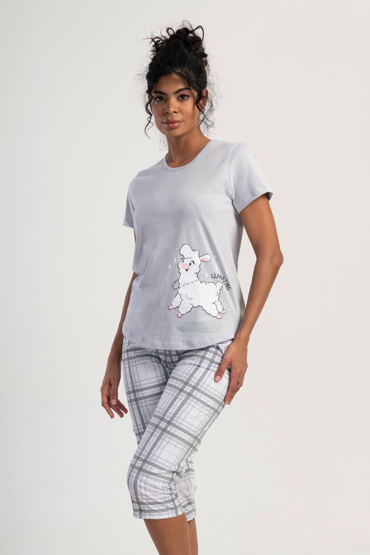 VİENETTA Pamuklu Kadın Kısa Kol Kaprili Pijama Takım , 311293