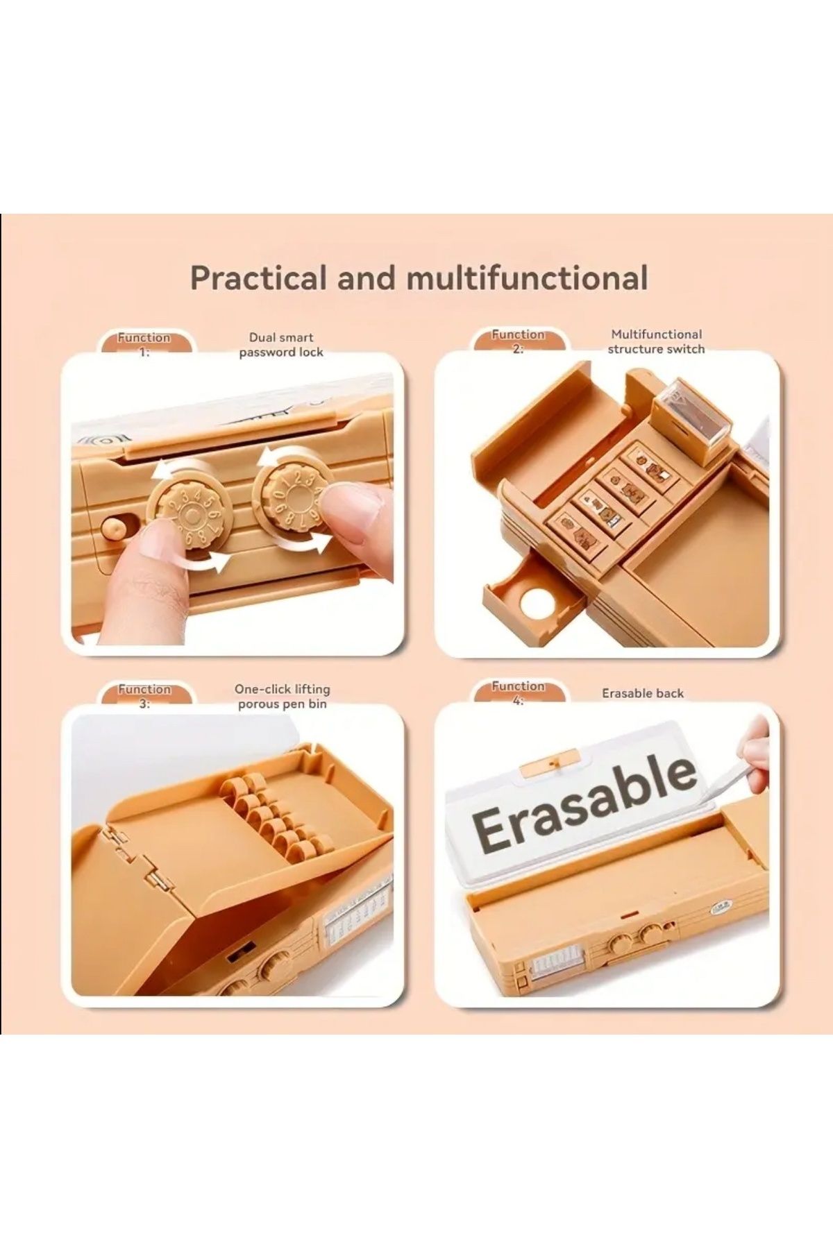 seyuse-Capybara with Password Pencil Case Capybara Pencil Holder Multi-Function Cute Large Capacity 3