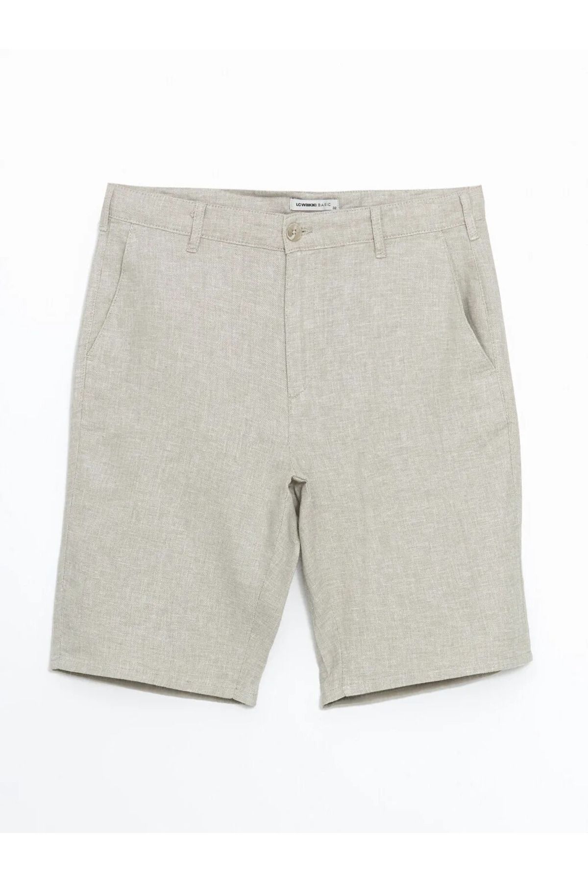 LC Waikiki LCWAIKIKI Classic Bej Standart Kalıp Keten Karışımlı Erkek Şort