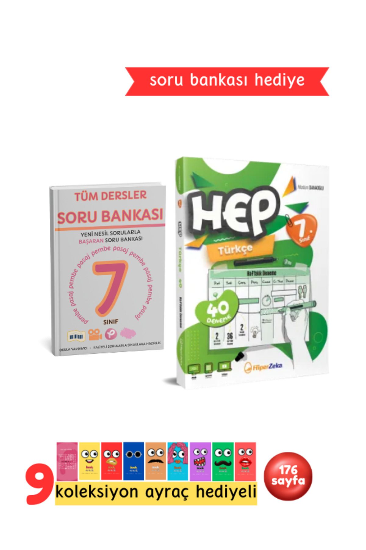 Pembe Yayınevi Hiper Zeka Yayınları 7. Sınıf Haftalık HEP Türkçe 40 Deneme