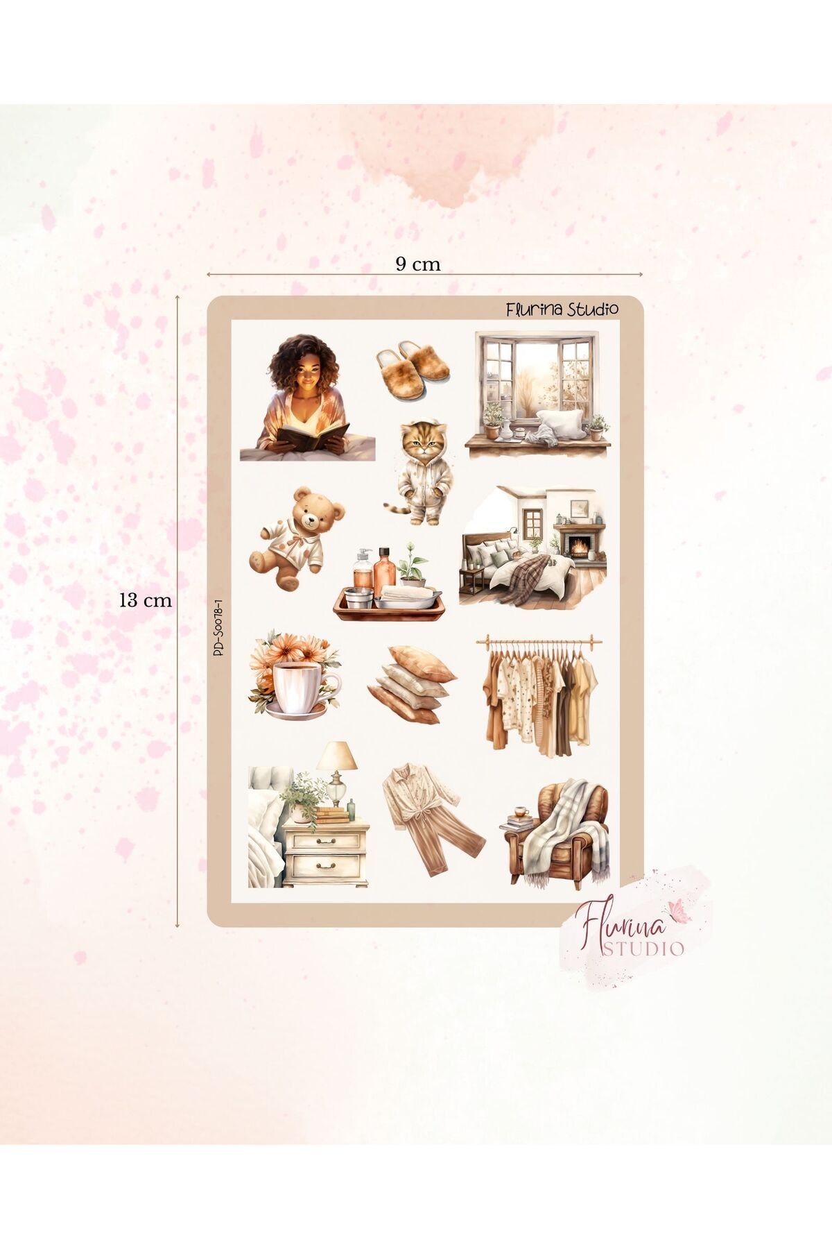 Flurina Studio Pajama Girl 2 Sayfa Şeffaf Sticker Seti