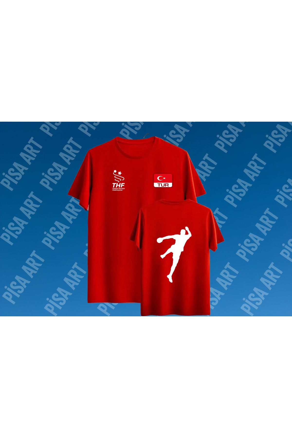 Pisa Art Ön-Arka Tasarımlı Hentbol Milli takım Temalı Unisex T-Shirt Kişiye Özel Sipariş Alınır