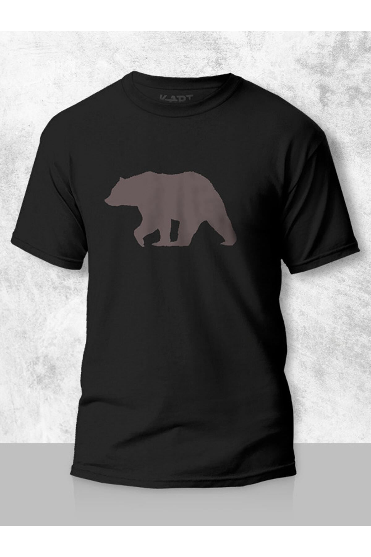 Pisa Art K-art Giyim Siyah Büyük Bear Baskı Tasarımlı Kişiye Özel Tişört Unisex