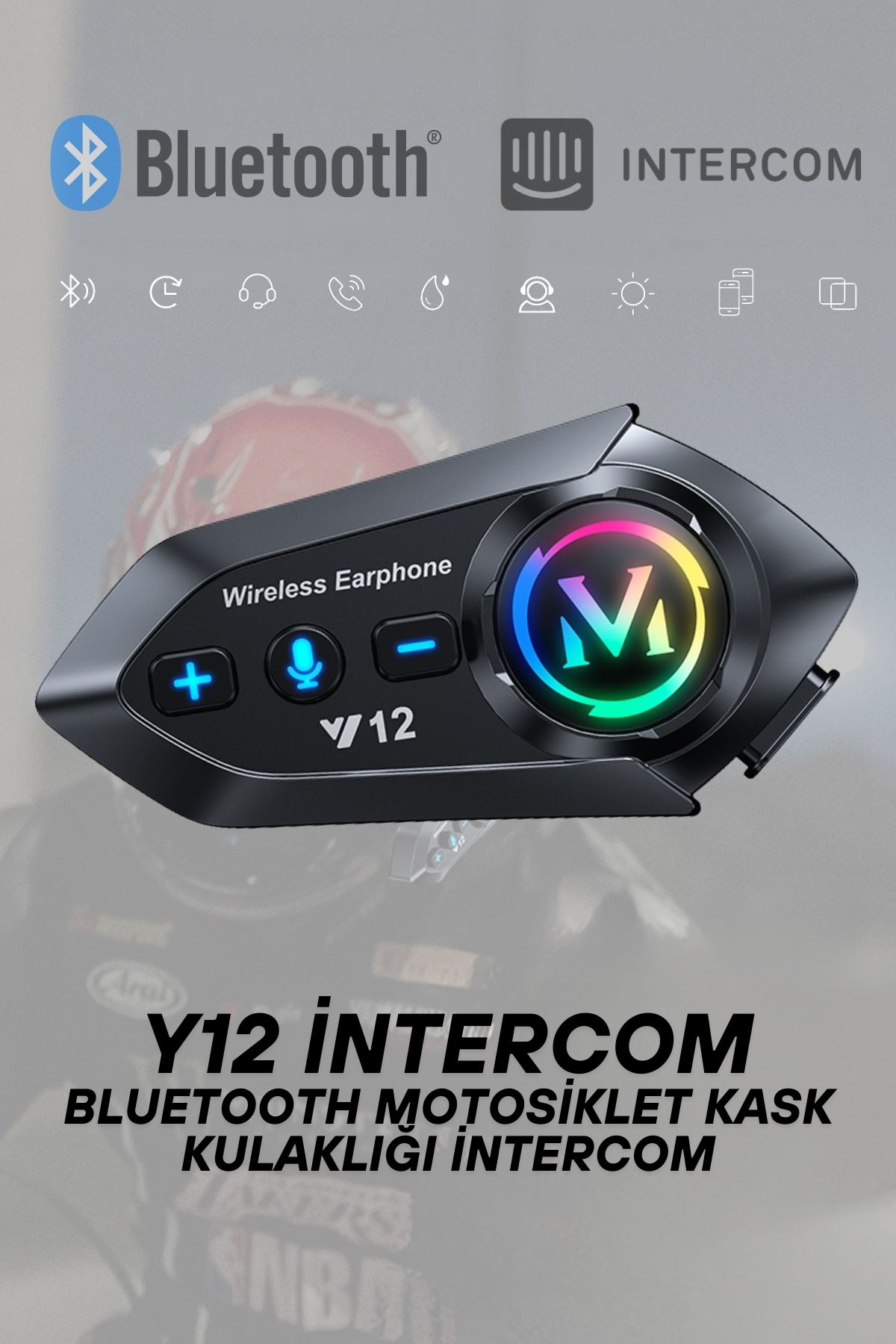 ELECTROZEN Y12 Motosiklet Kask Kulaklık Bluetooth 5.4 Intercom 2 Sürücüyle Aynı Anda Konuşma Ses Asistanlı