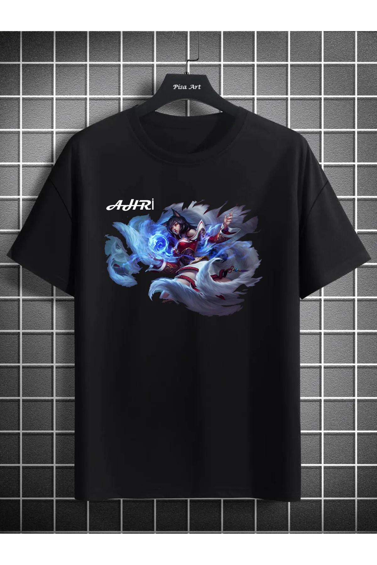 Pisa Art AHRİ DOKUZ KURUKLU TİLKİ KARAKTER BASKILI GAMER ÖZEL TASARIM T-SHİRT