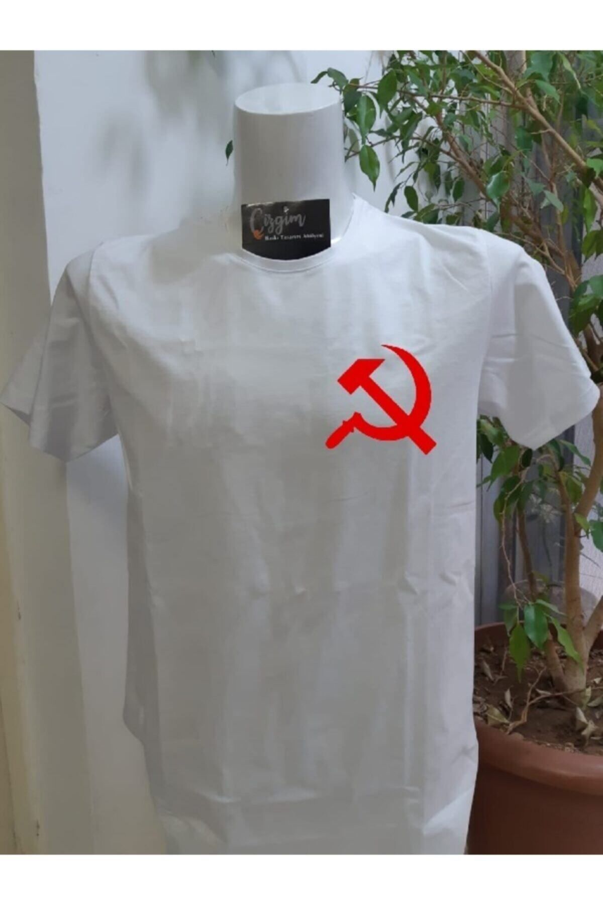 Pisa Art Unisex Orak Ve Çekiç Baskılı Beyaz Tişört