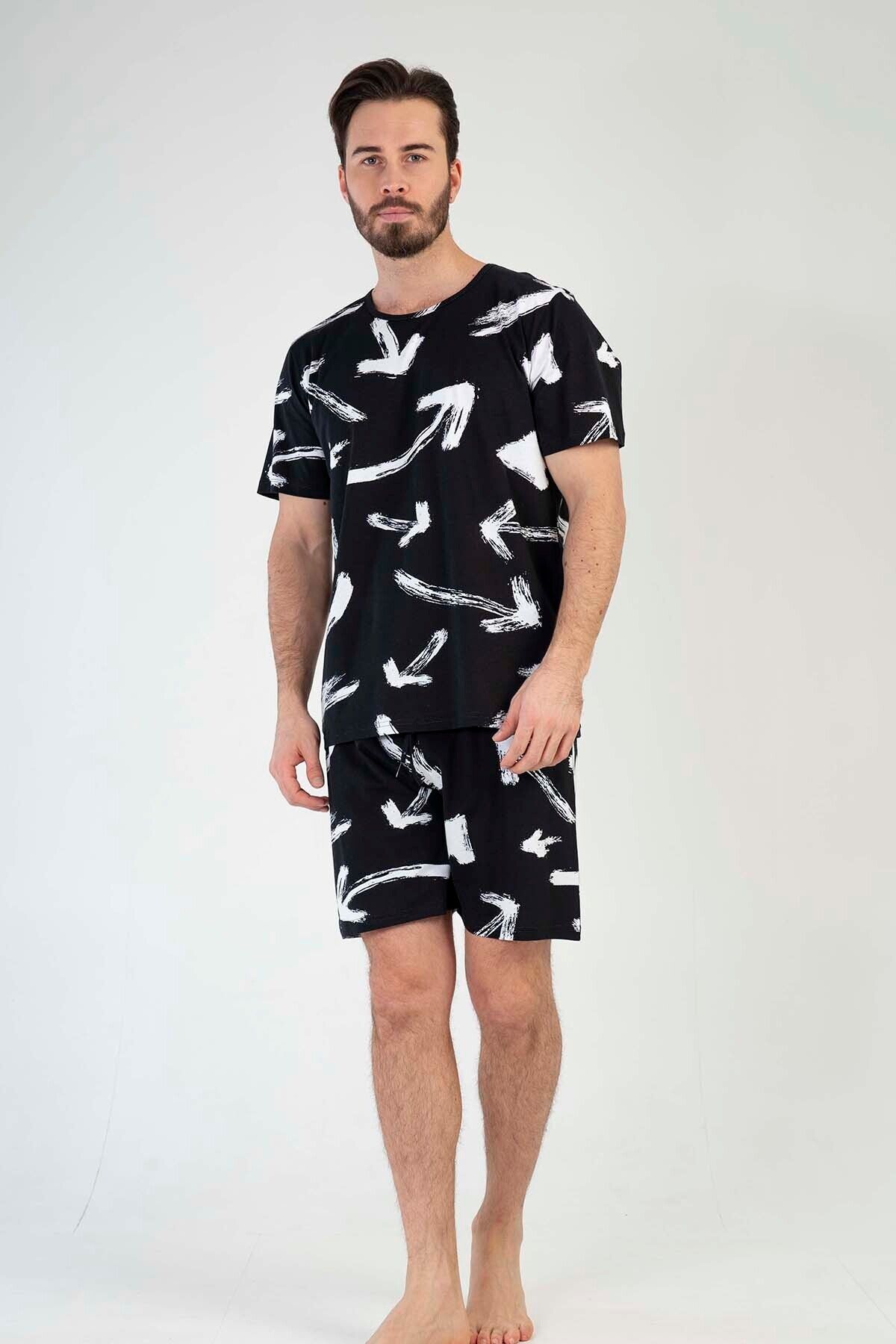 VİENETTA Pamuklu Erkek Kısa Kol Şortlu Pijama Takım , 211518