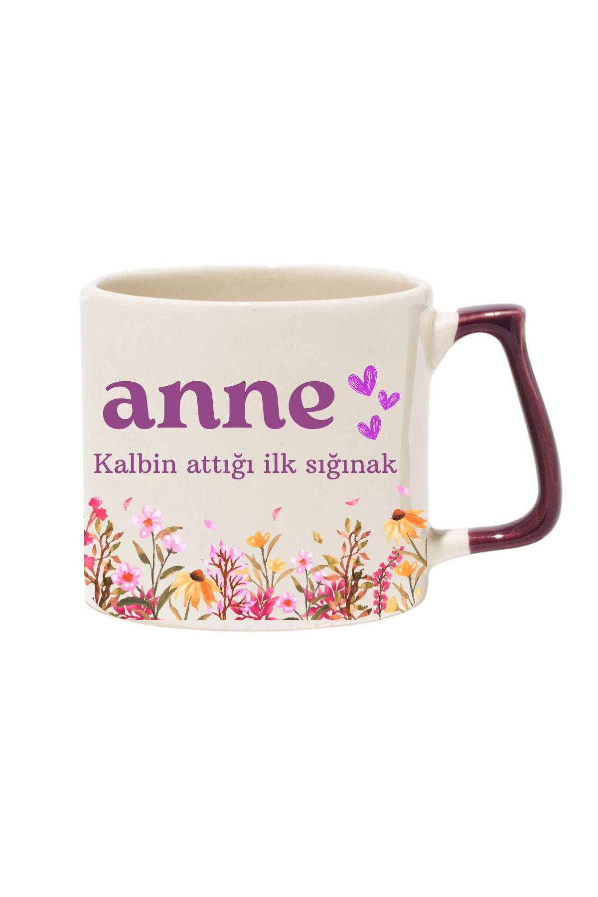 Gülce Anne Temalı Çiçekli Kupa – “Kalbin Attığı İlk Sığınak” Tasarımı
