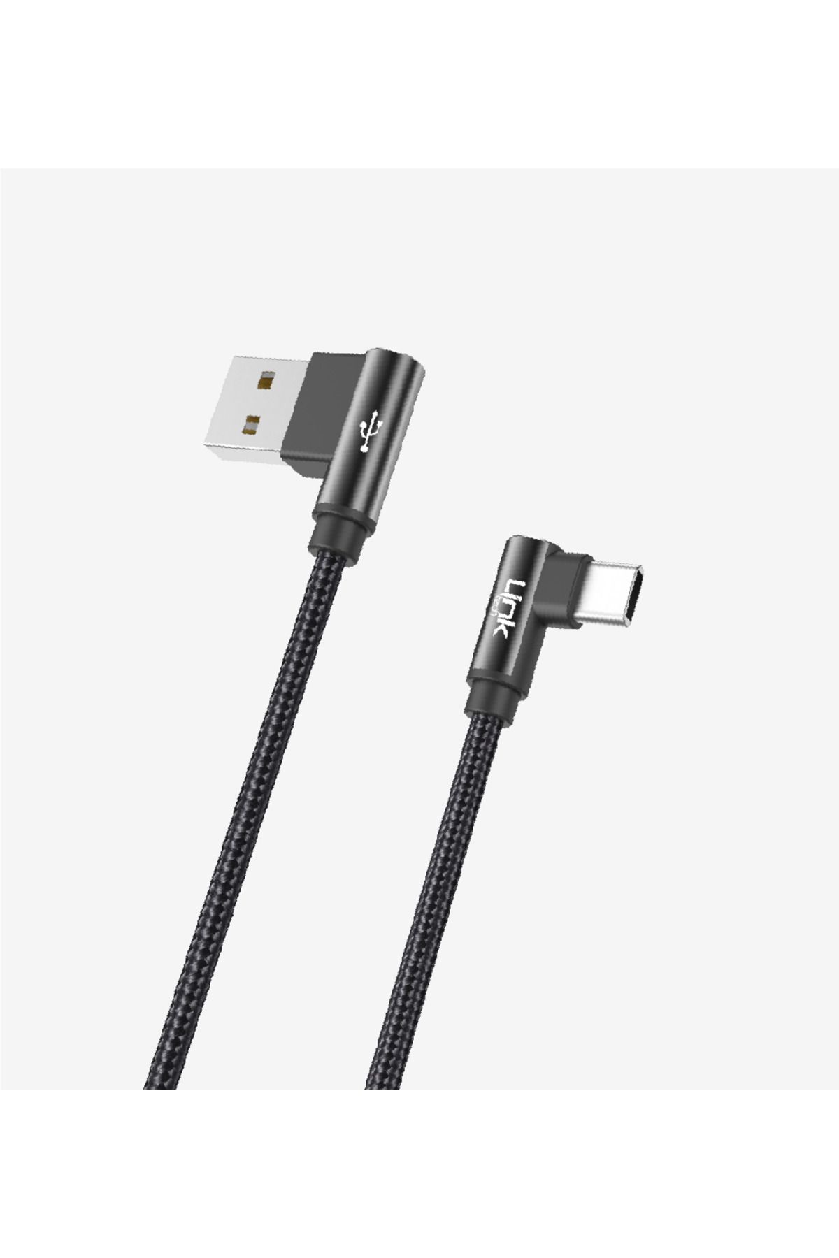Linktech Link Tech K594 Gaming 90° Derece Metalik Başlıklı 1500mm 3A Örgülü USB Tip-C Şarj Kablosu