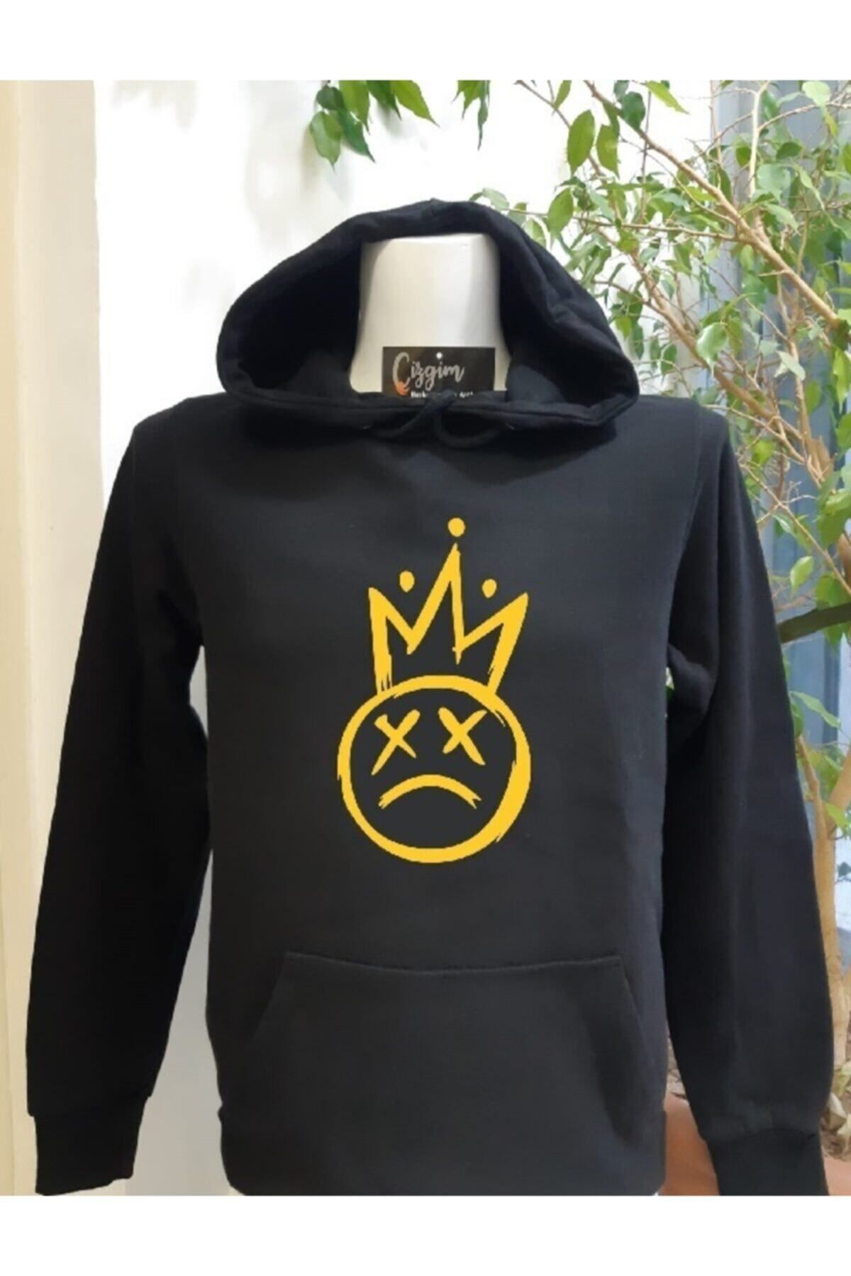 Pisa Art Unisex Siyah Kapüşonlu Dead King Baskılı Sweatshirt