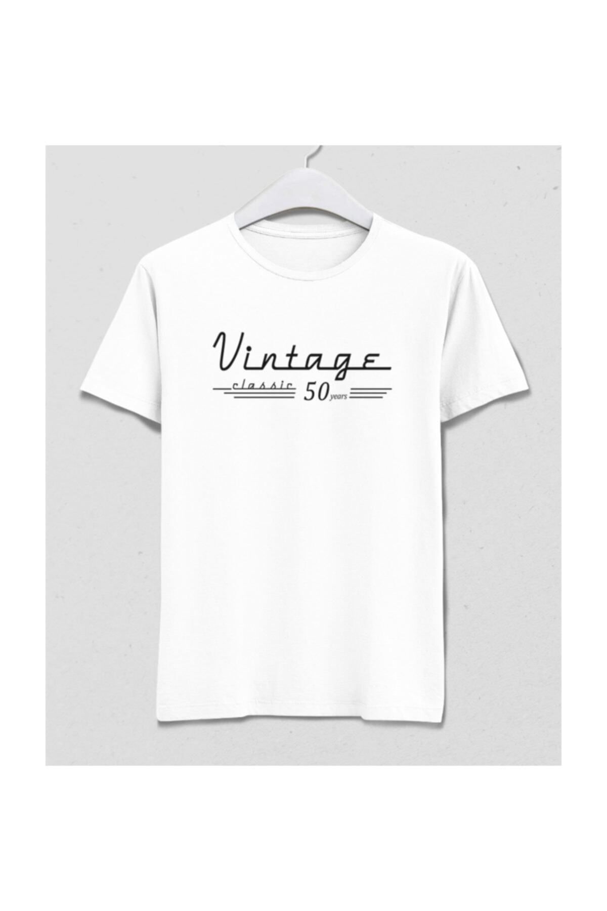 Pisa Art Vintage 50 Yaş Dog?um Gu?nu? Beyaz Tis?o?rt
