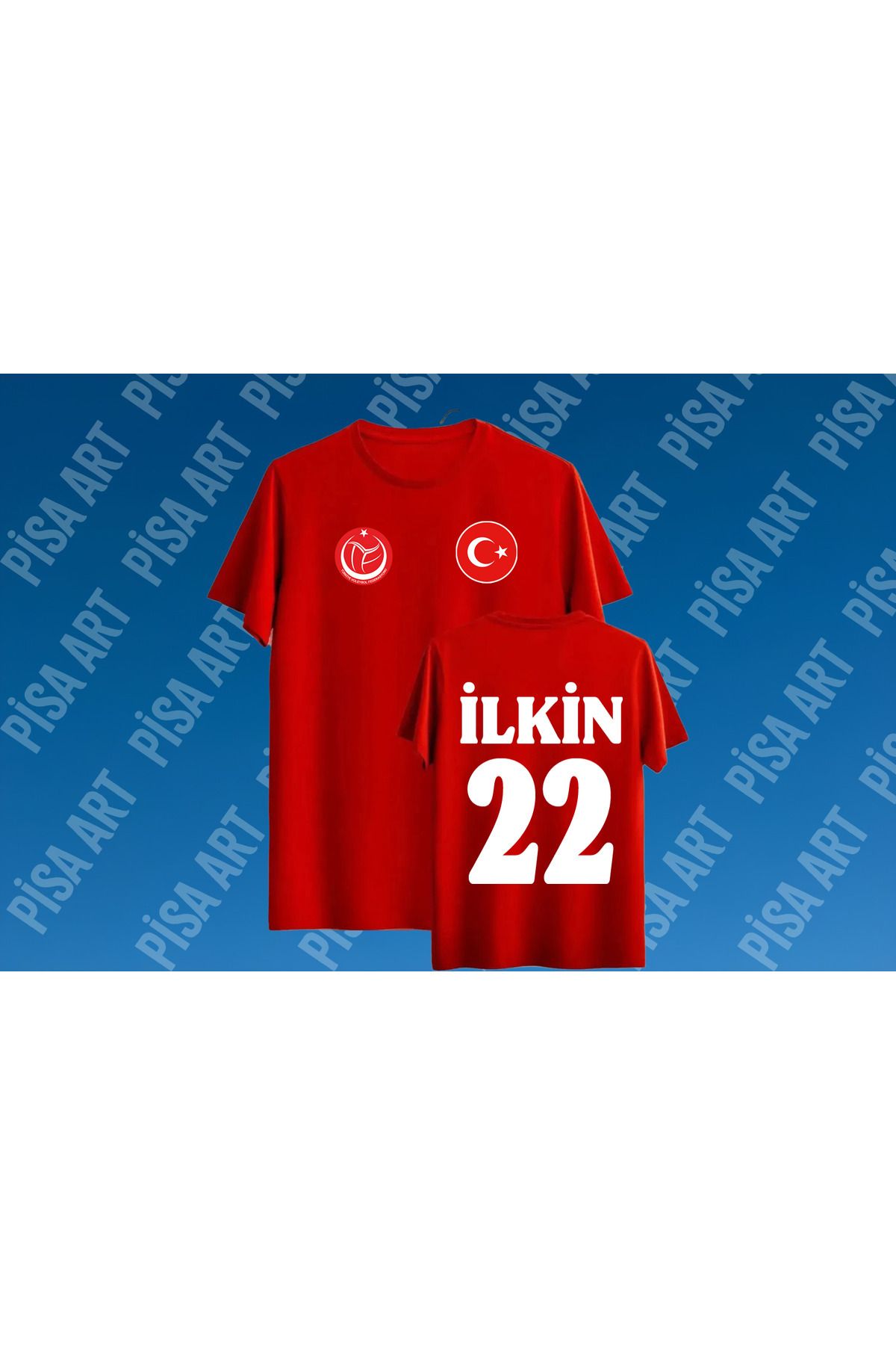 Pisa Art Türkiye Voleybol Milli Takım İlkin Aydın Yetişkin Ve Çocuk Unisex T-Shirt Kişiye Özel Baskı Yapılır