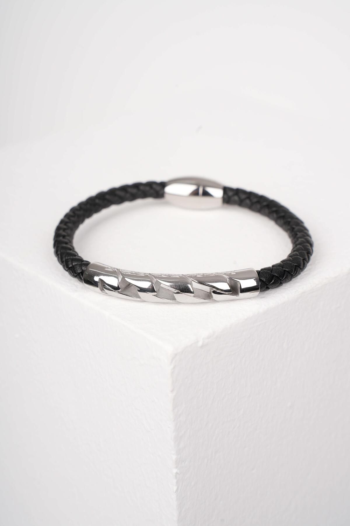 WATCHOFROYAL ARGENT NOIR MIKNATISLI SILVER DERİ BİLEKLİK