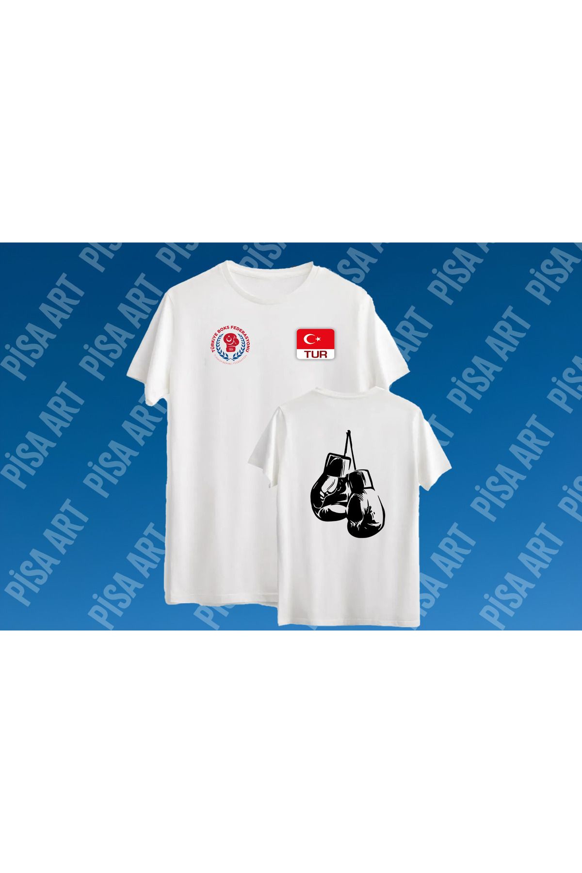 Pisa Art Ön Arka Tasarımlı Boks Milli Takım Unisex T-shirt Kişiye Özel Tasarım Yapılır