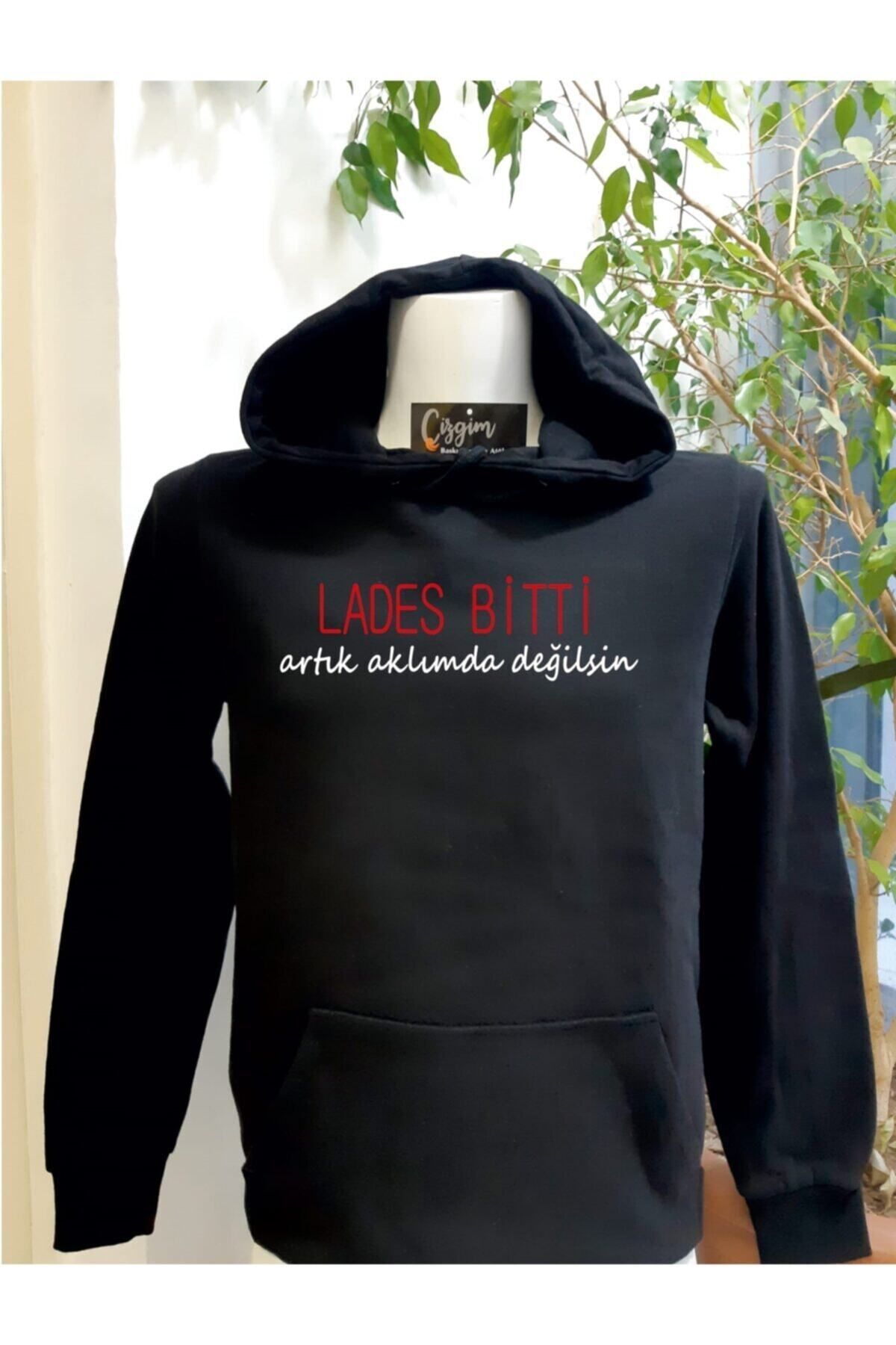 Pisa Art Unisex Siyah Kapüşonlu Lades Bitti Baskılı Sweatshirt