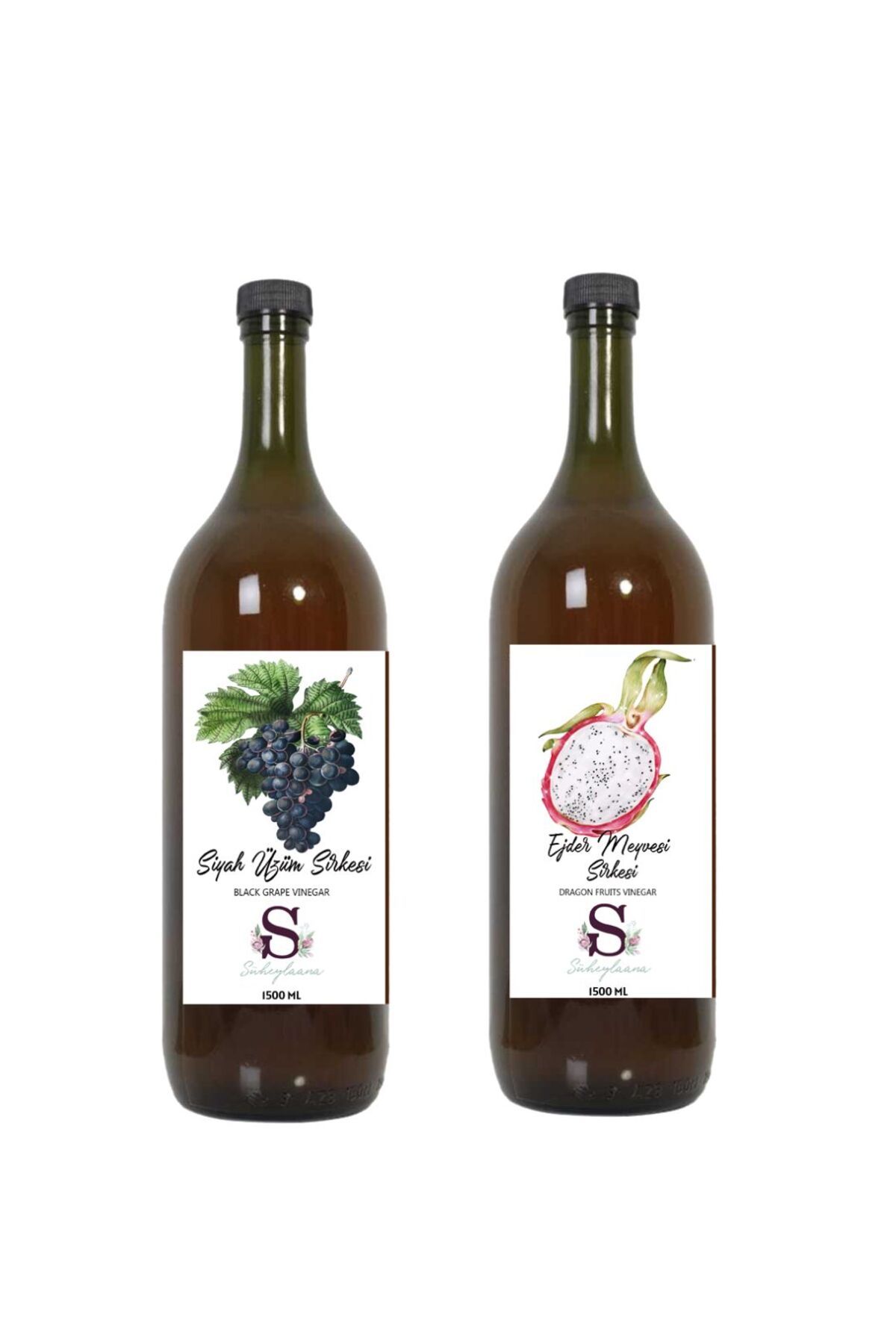 Süheylaana Doğal Siyah Üzüm Sirkesi 1500 Ml - Doğal Ejder Meyvesi Sirkesi 1500 Ml
