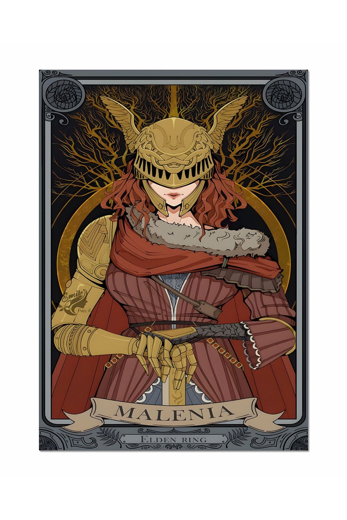 Ayabak Metal Poster Elden Ring Malenia - Dekoratif Metal Poster - Hediyelik Metal Poster