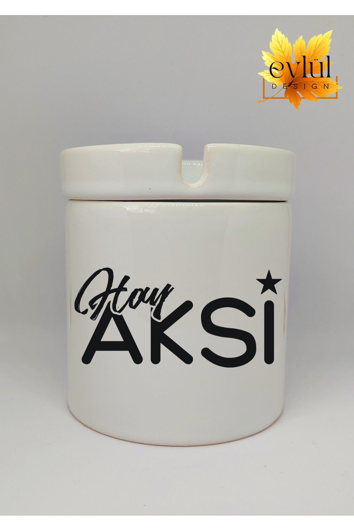 Eylül Design Hay Aksi Yazılı Eğlence Temalı Özel Tasarım Baskılı Seramik Küllük Kokusuz Kültablası