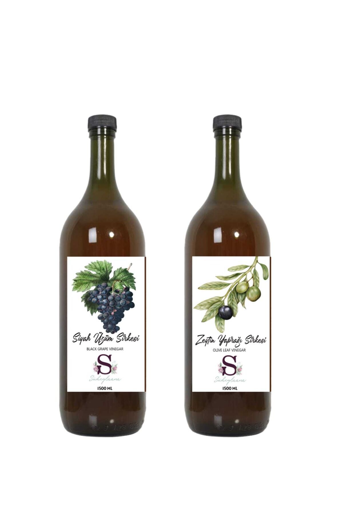 Süheylaana Doğal Siyah Üzüm Sirkesi 1500 Ml - Doğal Zeytin Yaprağı Sirkesi 1500 Ml