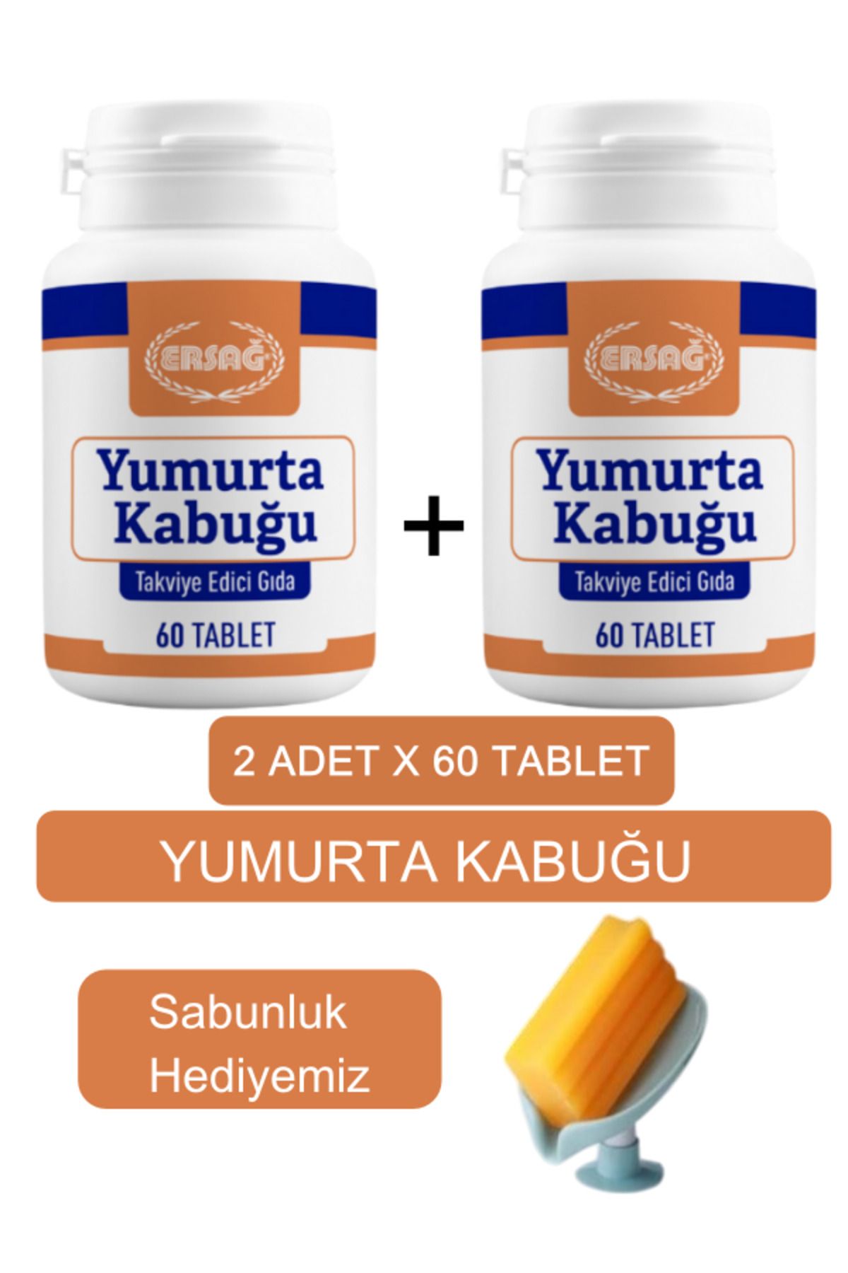 Ersağ Yumurta Kabuğu Takviye Edici Gıda 2 Kutu - Sabunluk Hediyemiz 2068-3