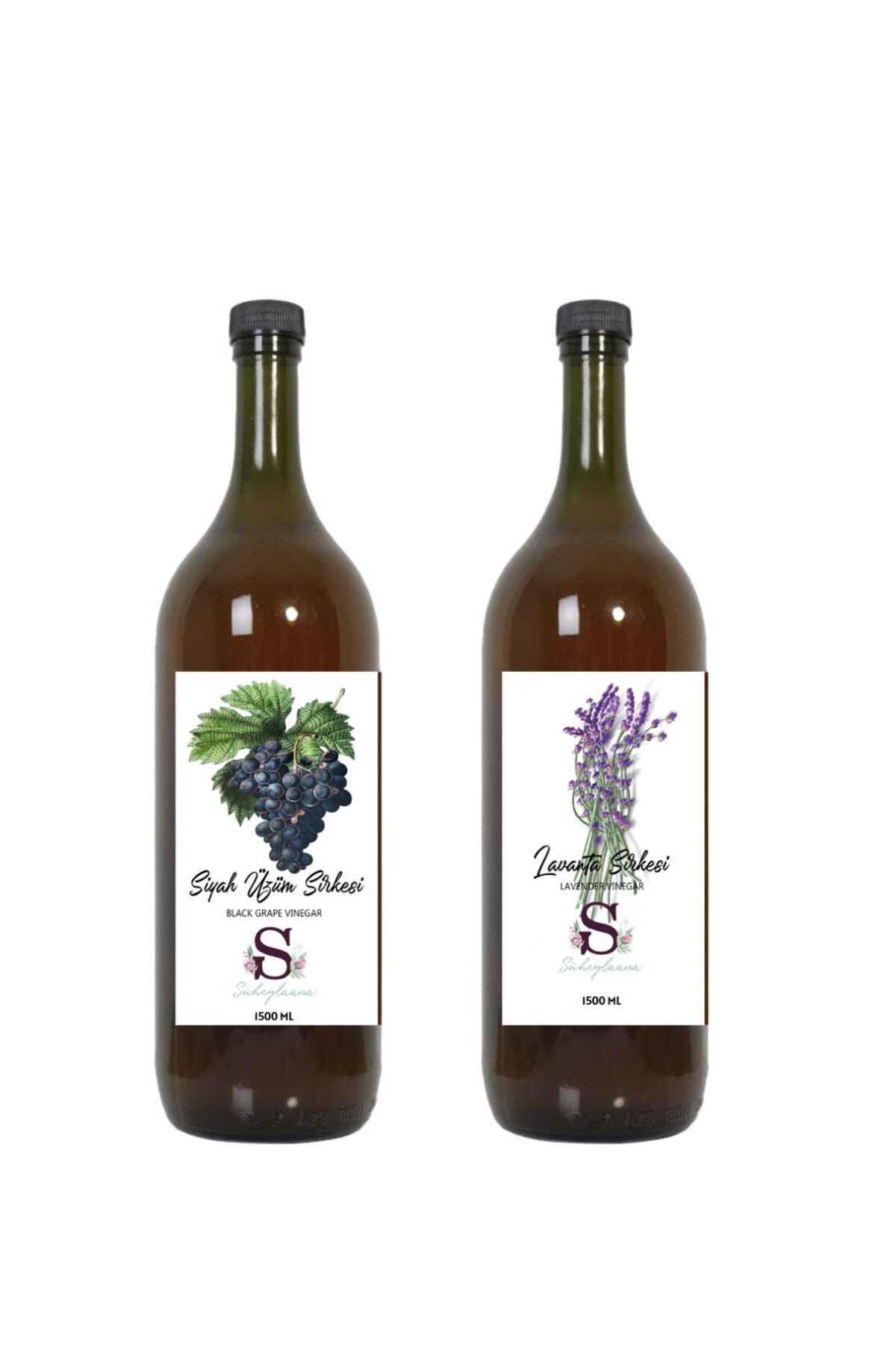 Süheylaana Doğal Siyah Üzüm Sirkesi 1500 Ml - Doğal Lavanta Sirkesi 1500 Ml