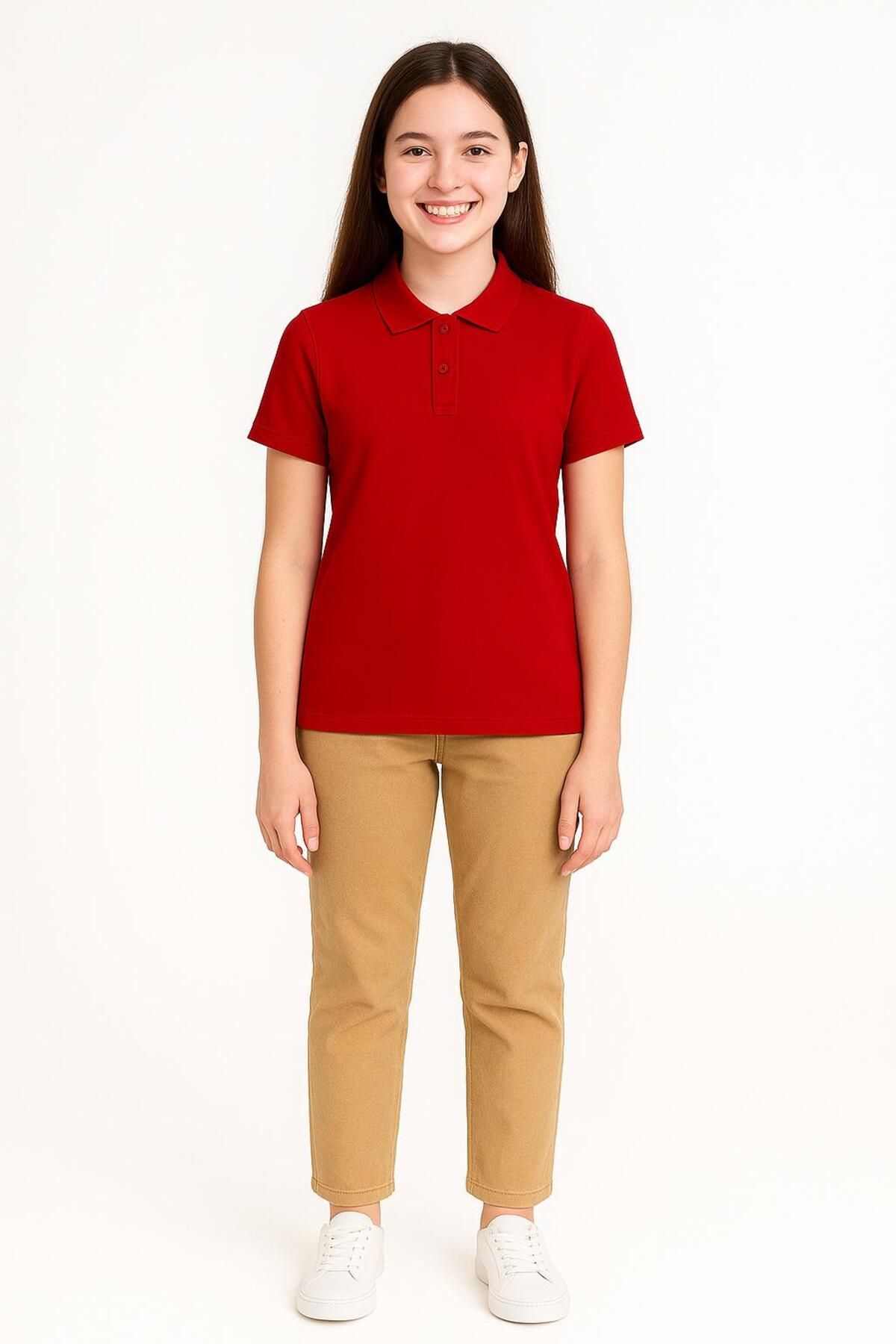 Trend Bebe Butik Kadın Polo Yaka Tişört Şık, Basic, Pamuklu Kısa Kollu Yazlık T-Shirt Nefes Alan Kumaş, Günlük & Şık