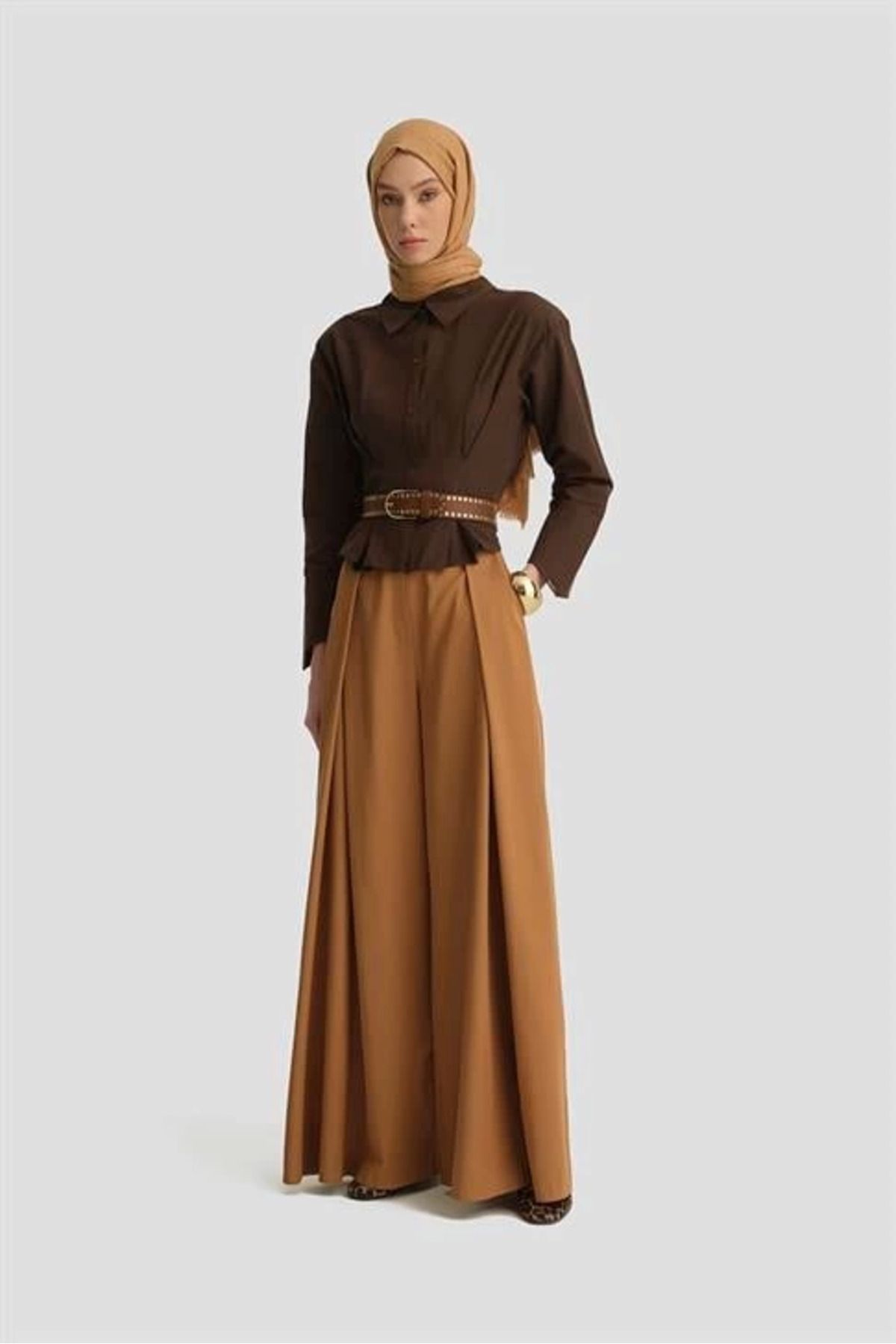 aradimtaradim Armine Pileli Pantolon Etek 25Y2801 Taba
