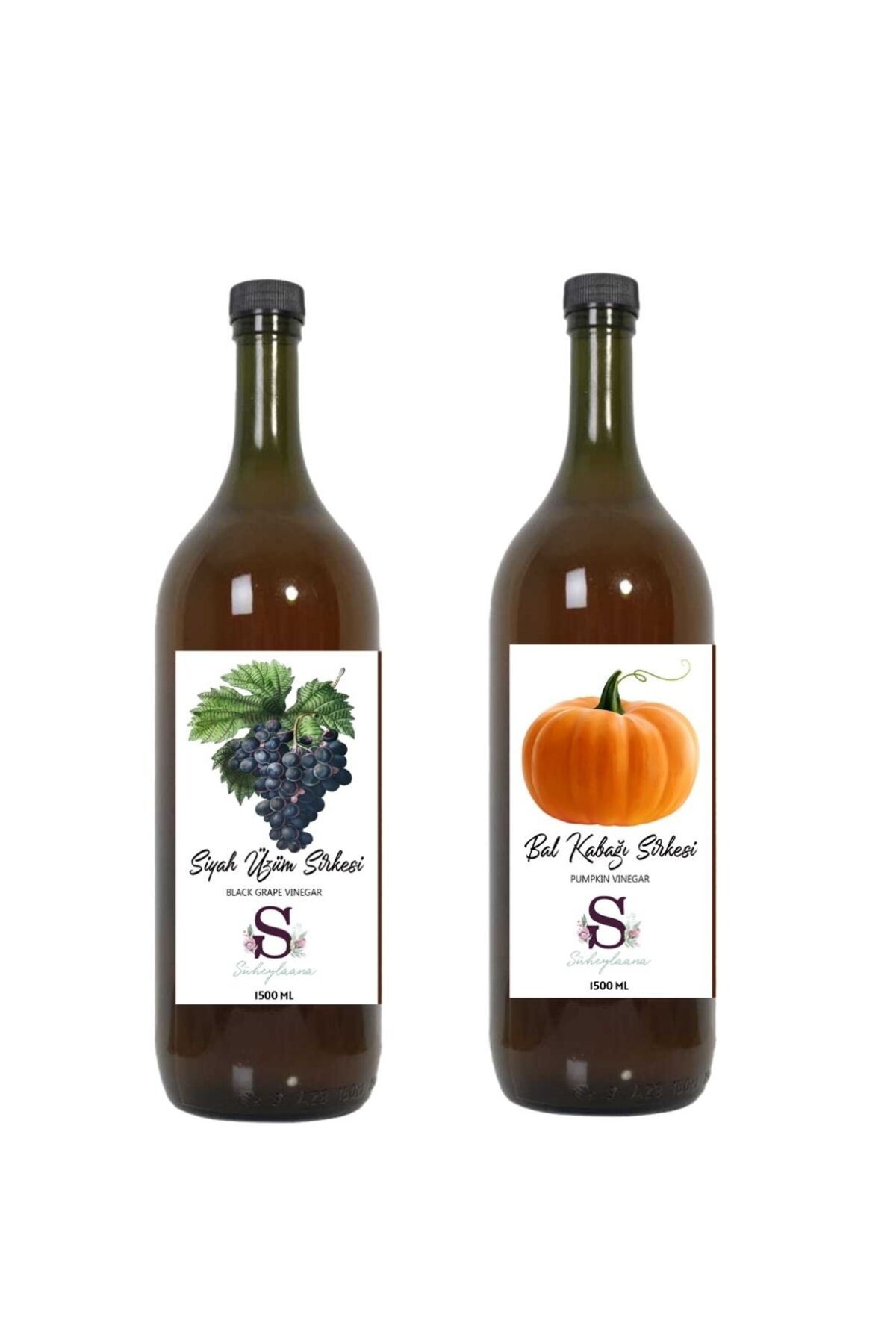 Süheylaana Doğal Siyah Üzüm Sirkesi 1500 Ml - Doğal Bal Kabağı Sirkesi 1500 Ml