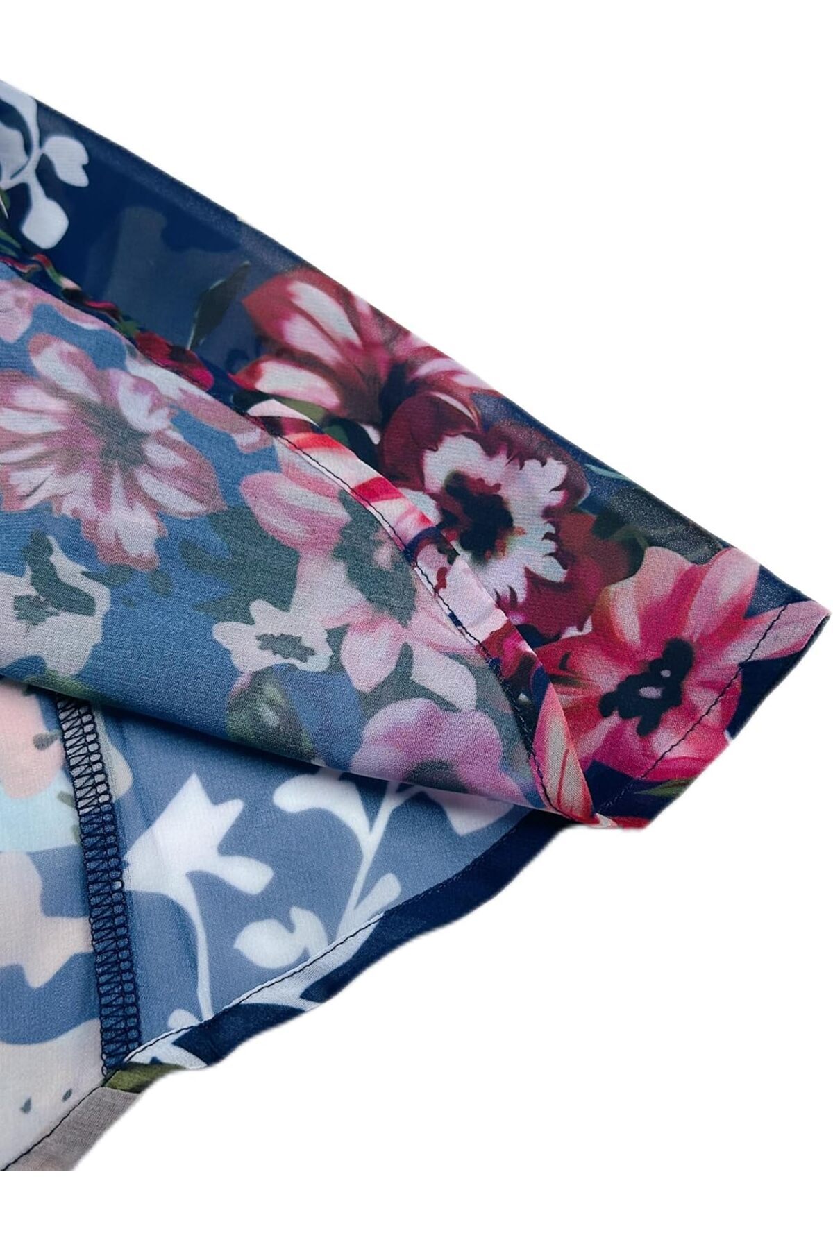 كارديجان كيمونو صيفي طويل فضفاض للنساء بتصميم شيفون بوهو مزهر من بونكا