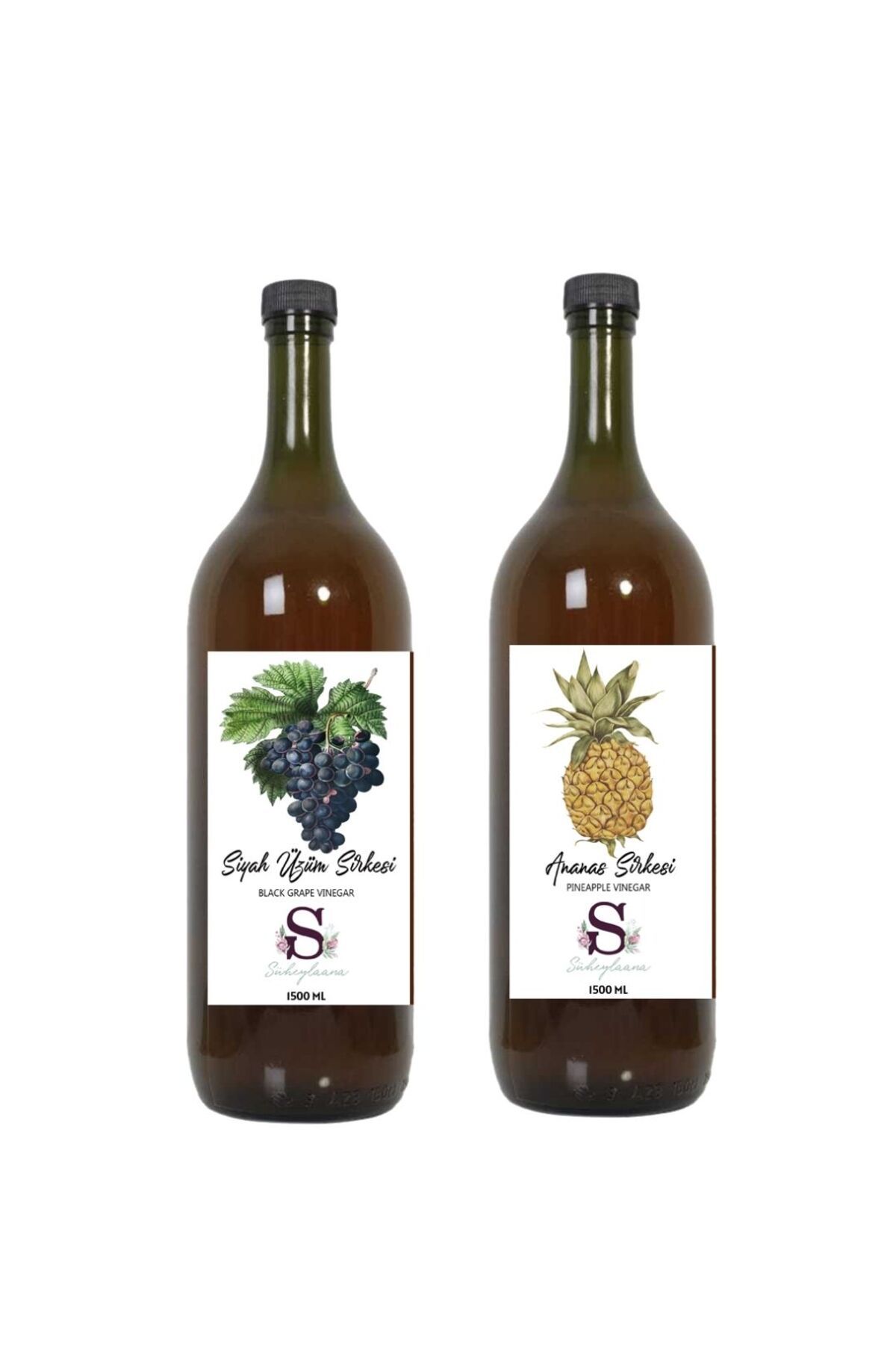 Süheylaana Doğal Siyah Üzüm Sirkesi 1500 Ml - Doğal Ananas Sirkesi 1500 Ml