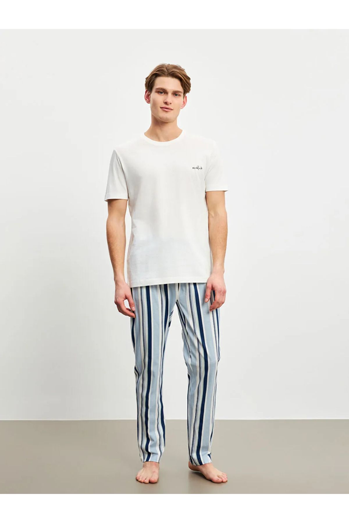 LC Waikiki Ekru Standart Kalıp Erkek Pijama Takımı T T